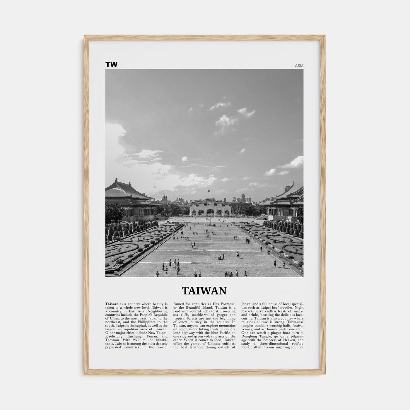 Taiwan Travel B&W Poster