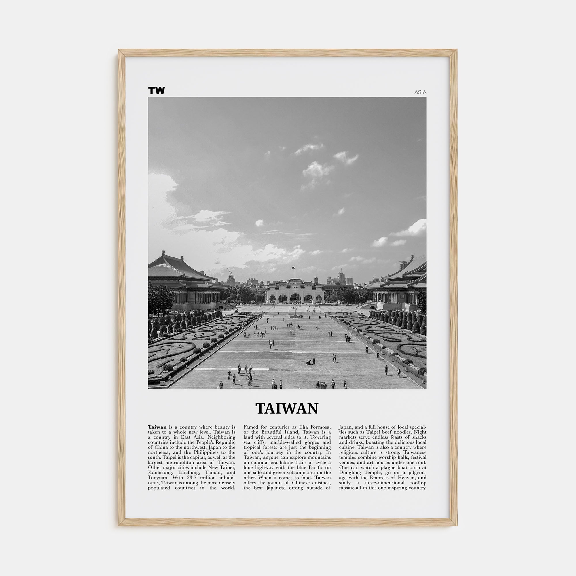 Taiwan Travel B&W Poster