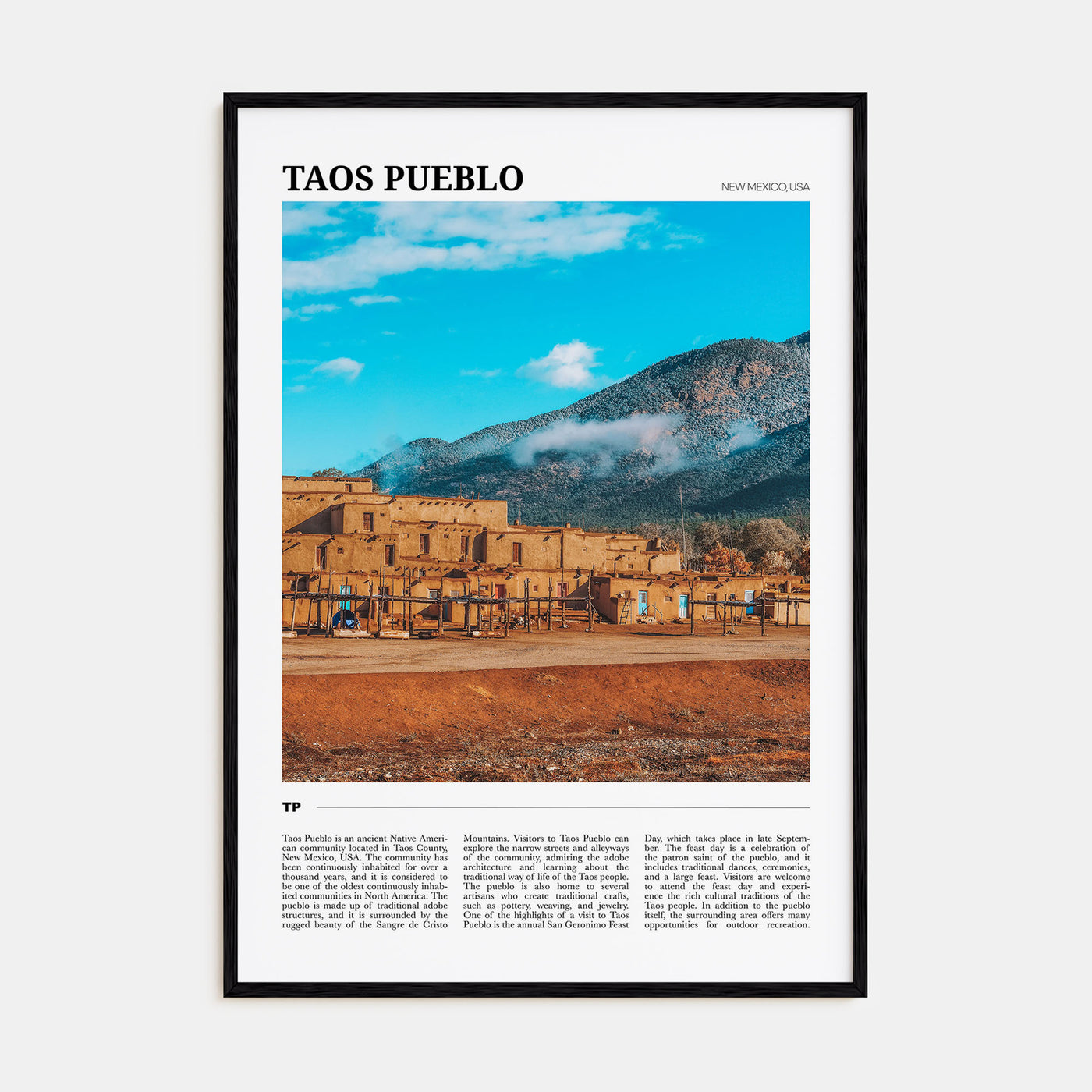 Taos Pueblo Travel Color Poster
