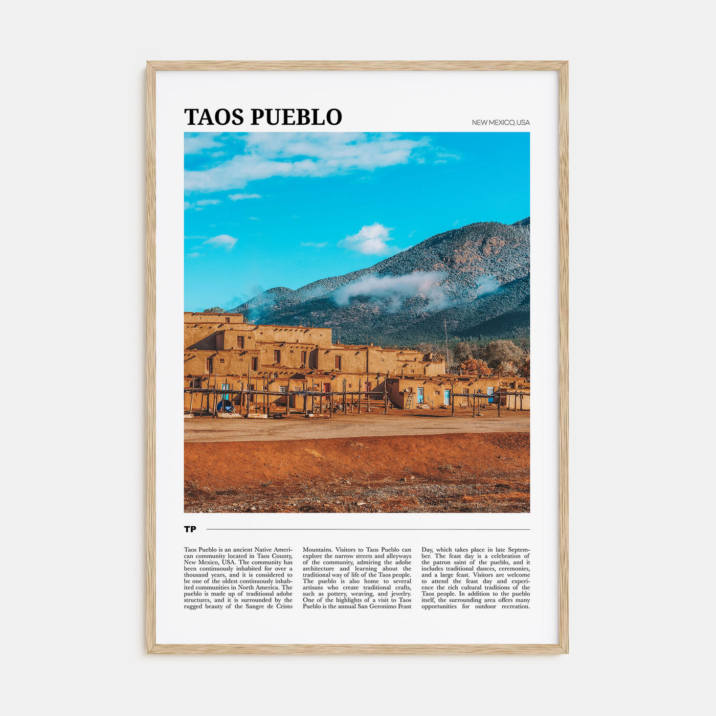 Taos Pueblo Travel Color Poster