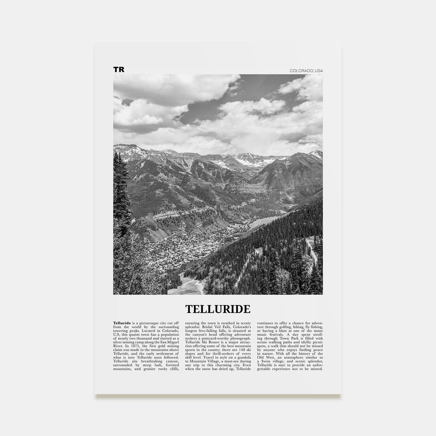 Telluride Travel B&W No 1 Poster