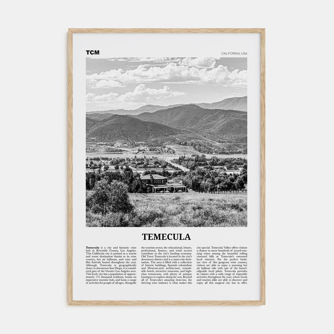 Temecula Travel B&W Poster