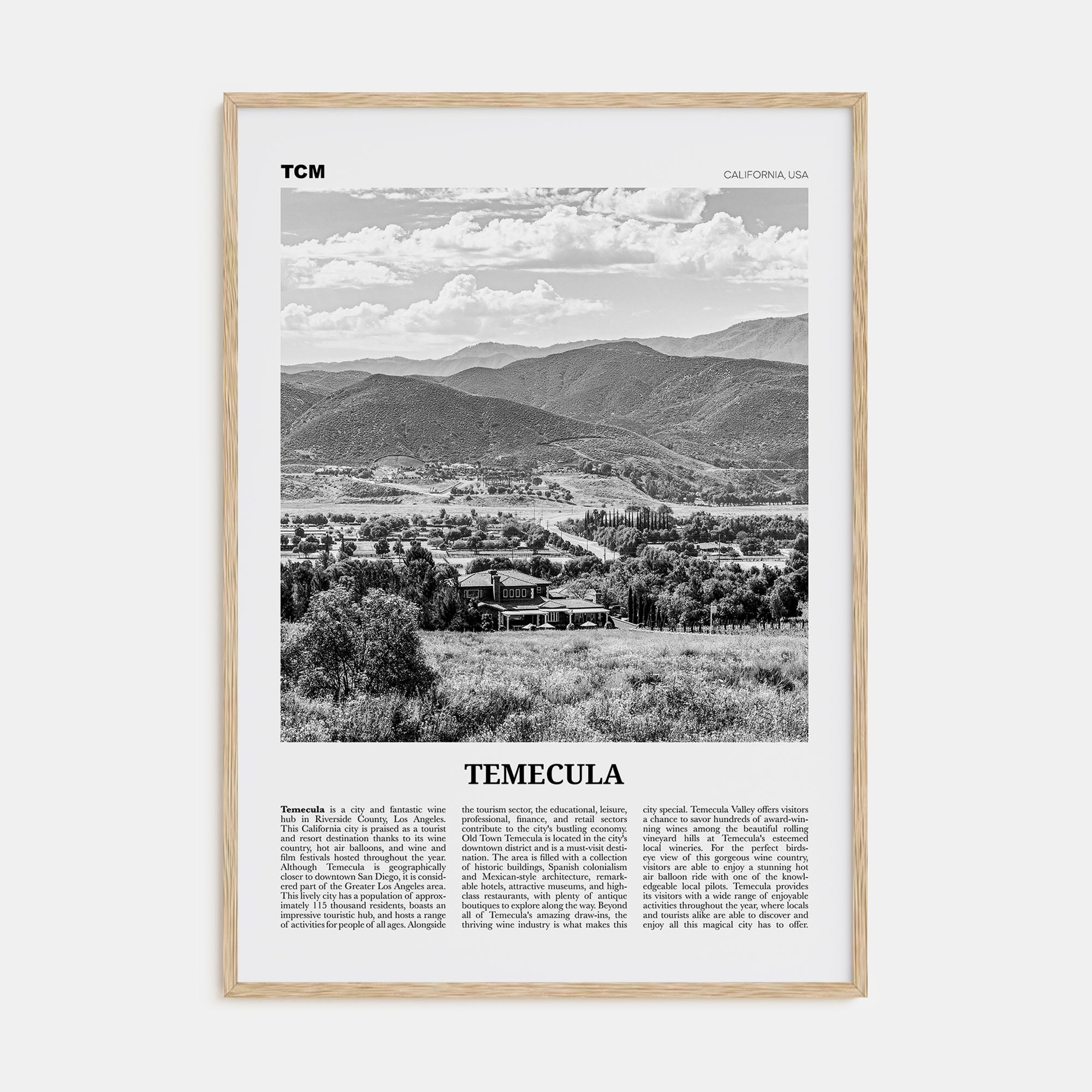 Temecula Travel B&W Poster