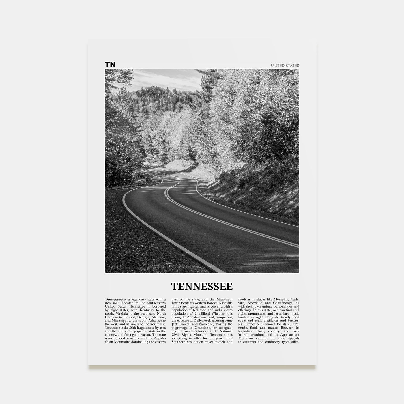 Tennessee Travel B&W No 2 Poster