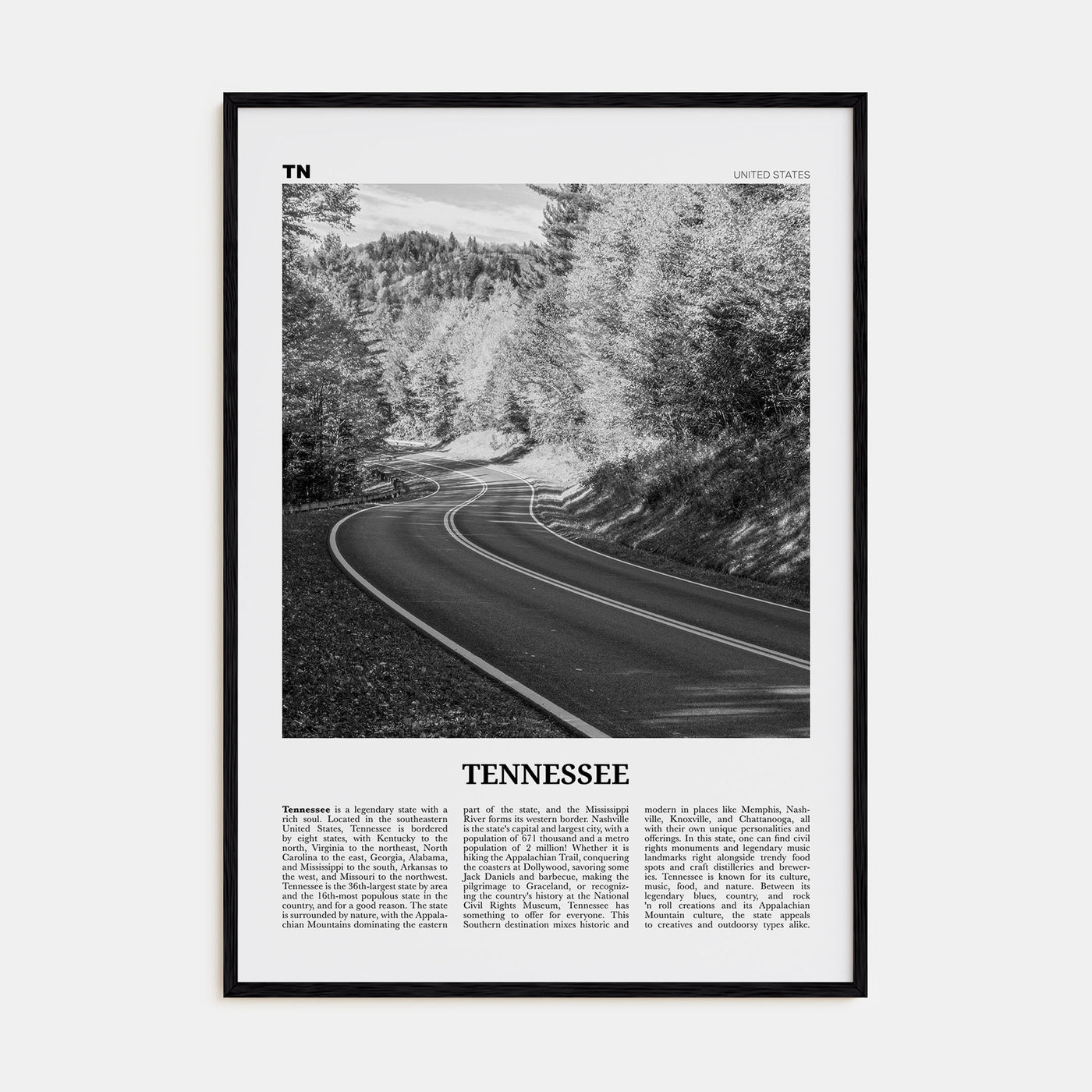 Tennessee Travel B&W No 2 Poster