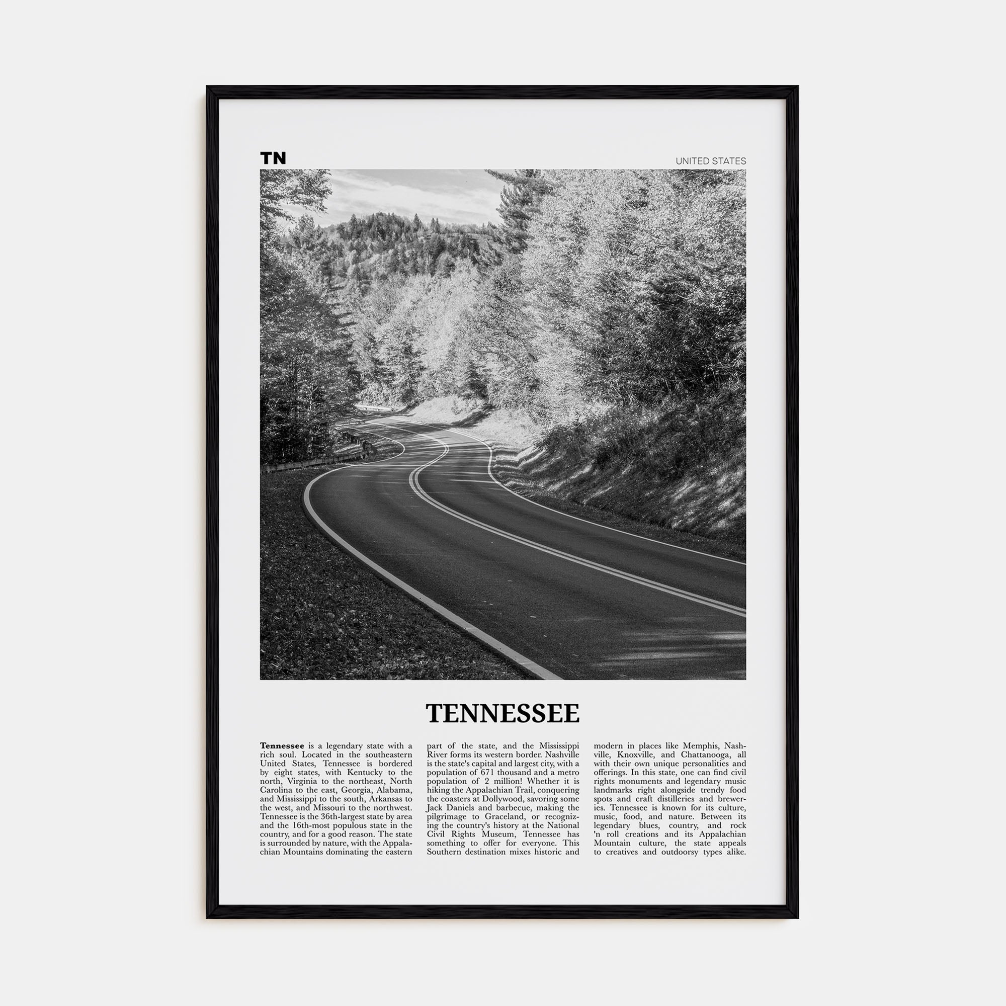 Tennessee Travel B&W No 2 Poster