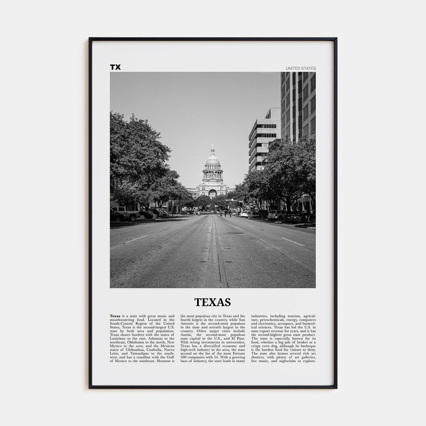 Texas Travel B&W No 2 Poster