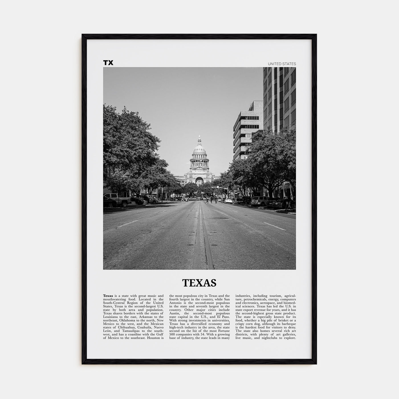 Texas Travel B&W No 2 Poster