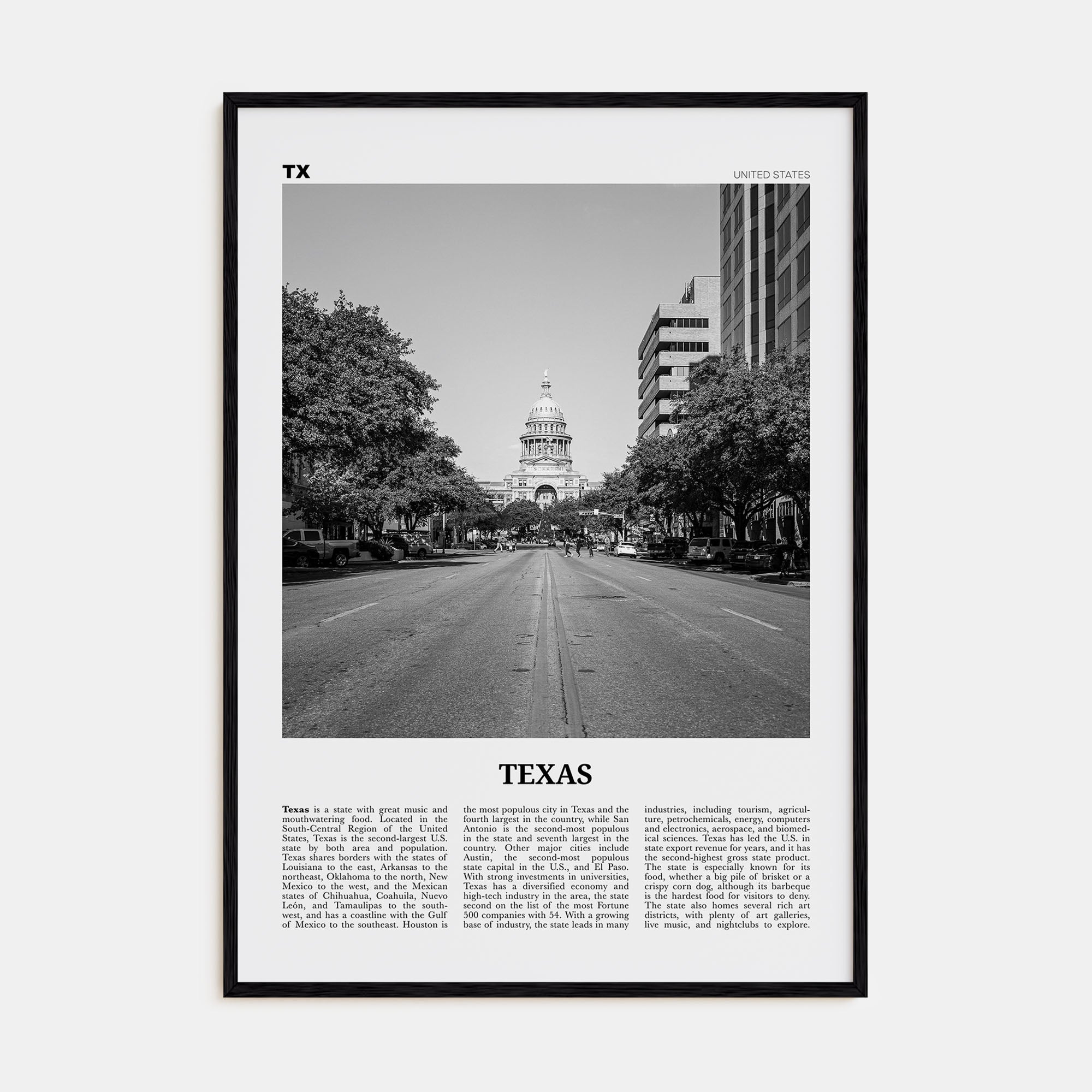 Texas Travel B&W No 2 Poster