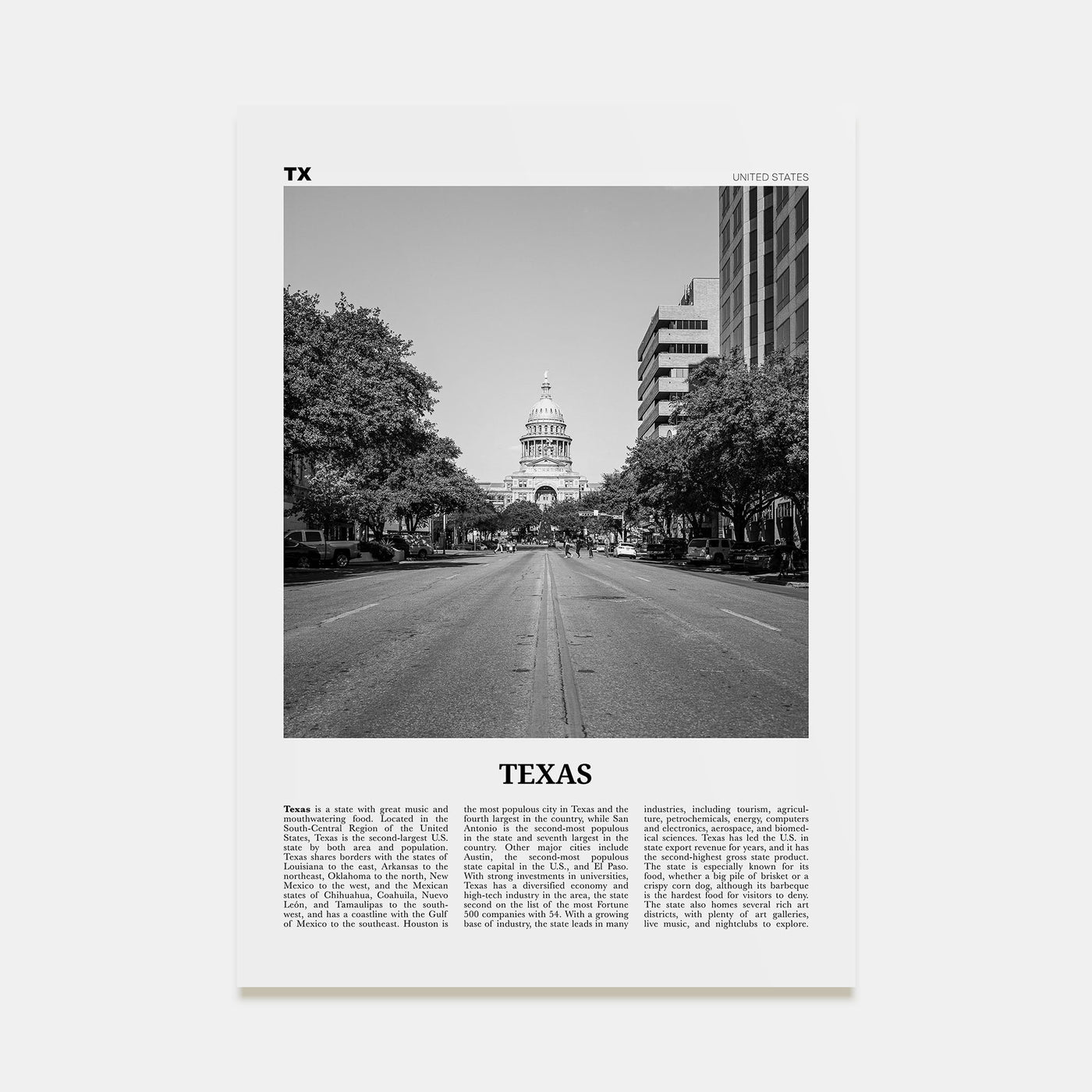 Texas Travel B&W No 2 Poster