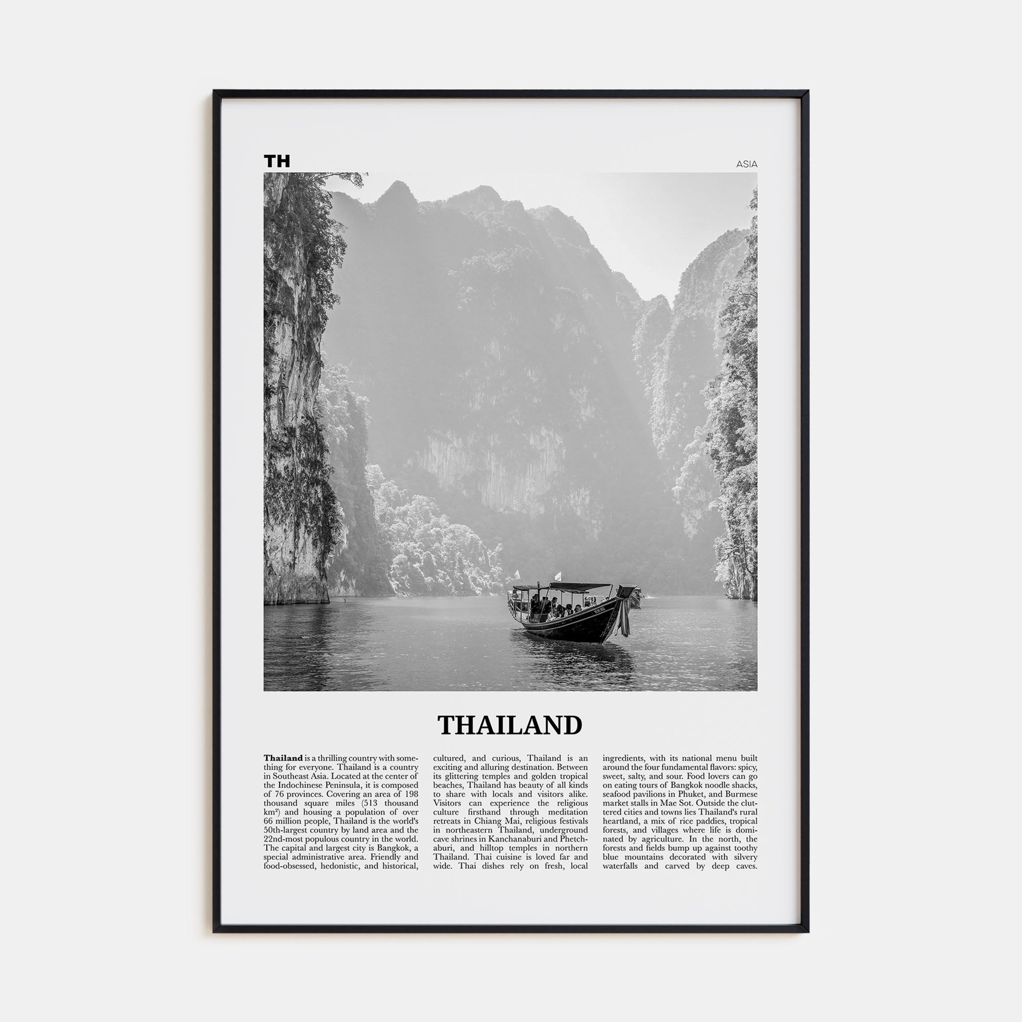 Thailand Travel B&W No 1 Poster