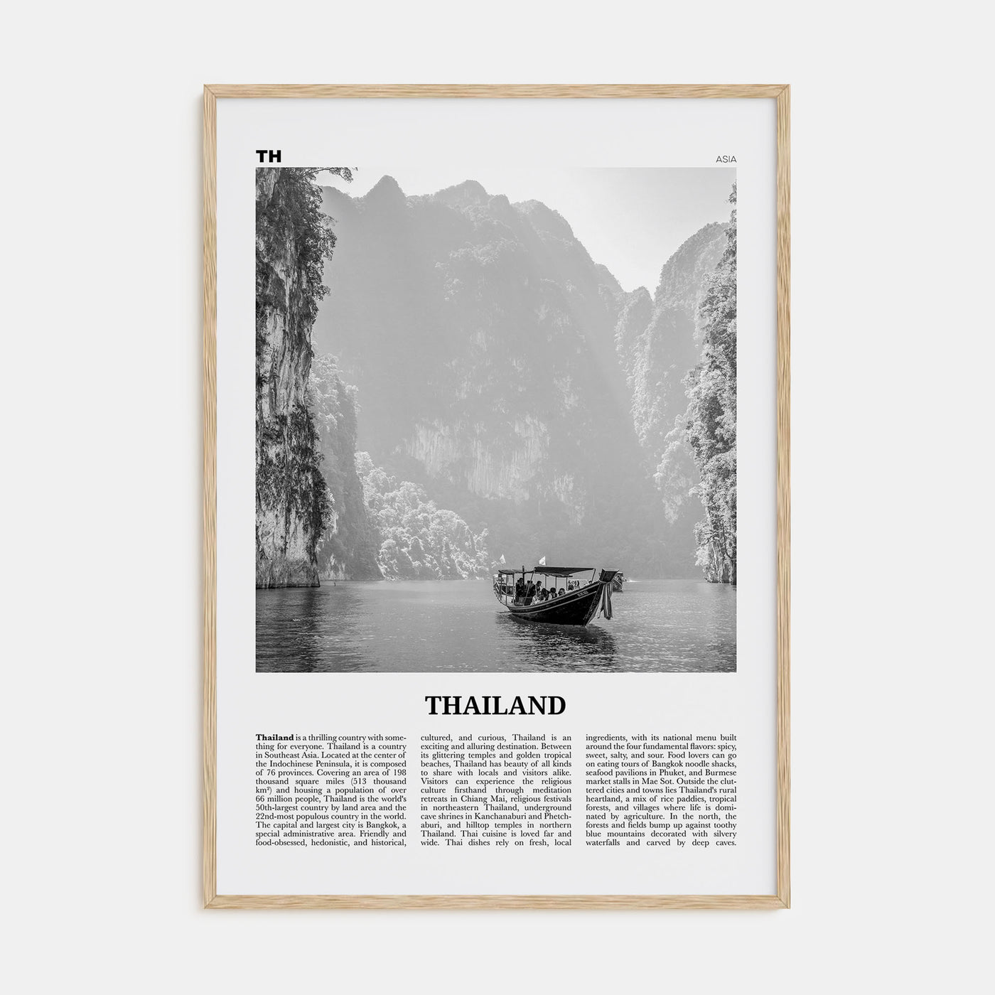 Thailand Travel B&W No 1 Poster