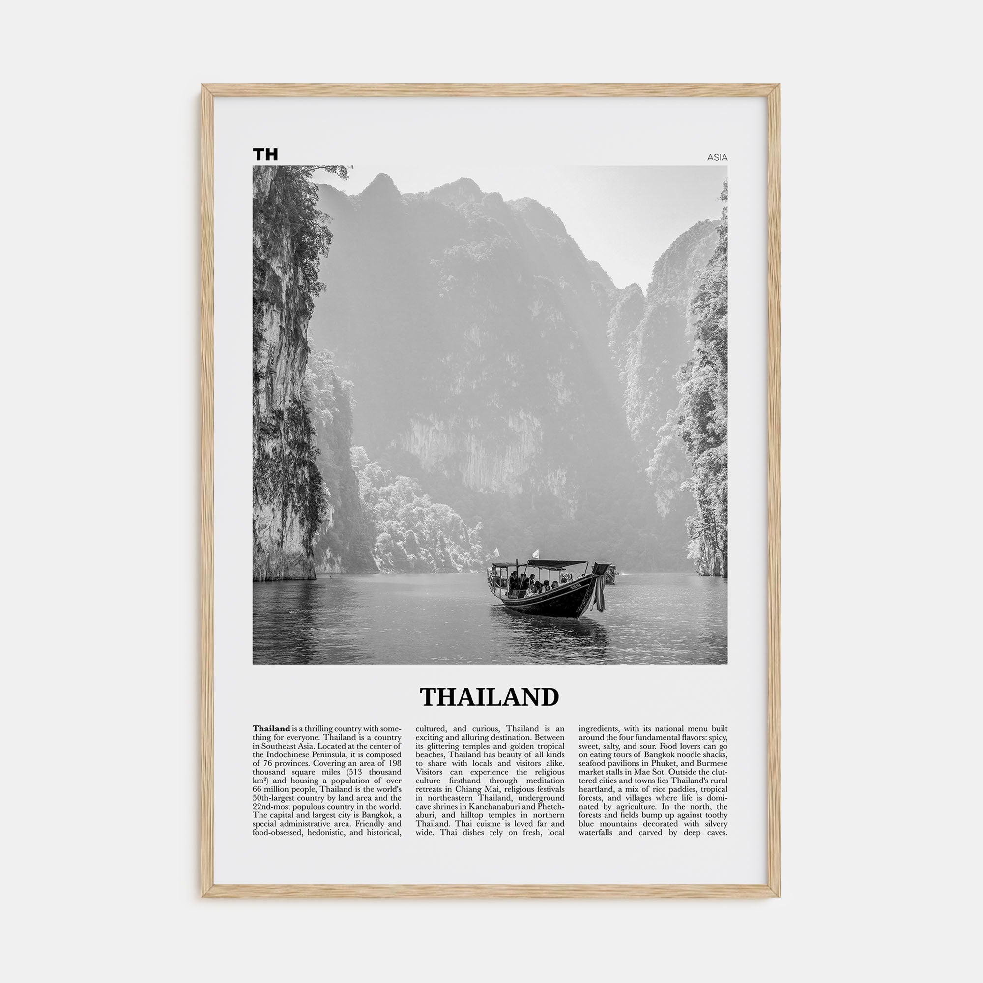 Thailand Travel B&W No 1 Poster