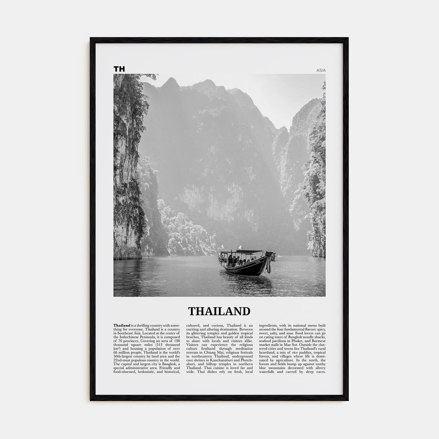 Thailand Travel B&W No 1 Poster