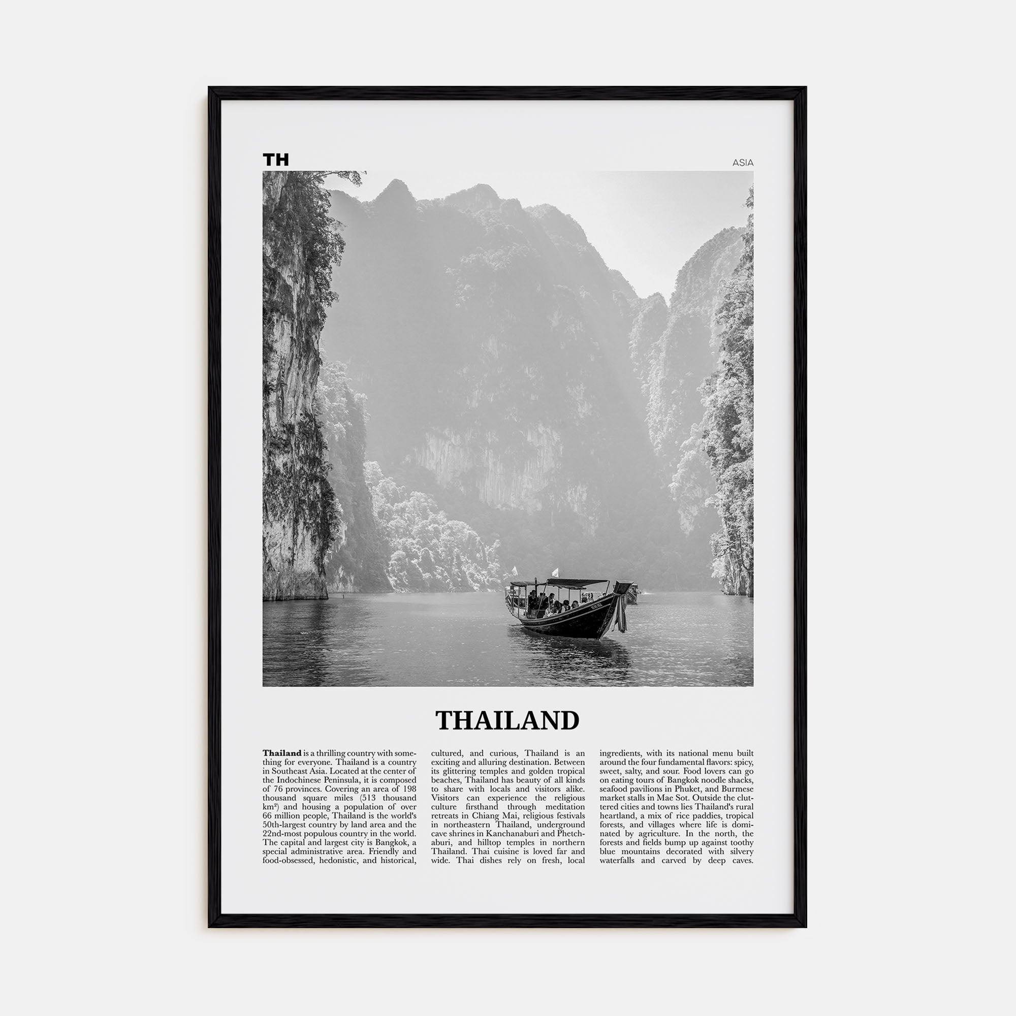 Thailand Travel B&W No 1 Poster
