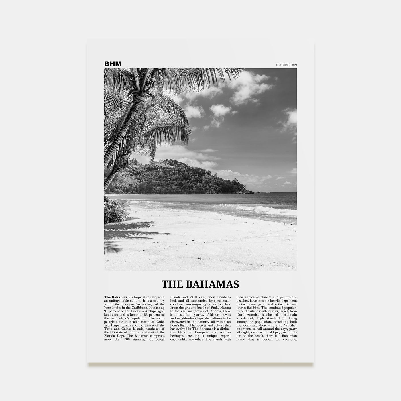 The Bahamas Travel B&W No 1 Poster