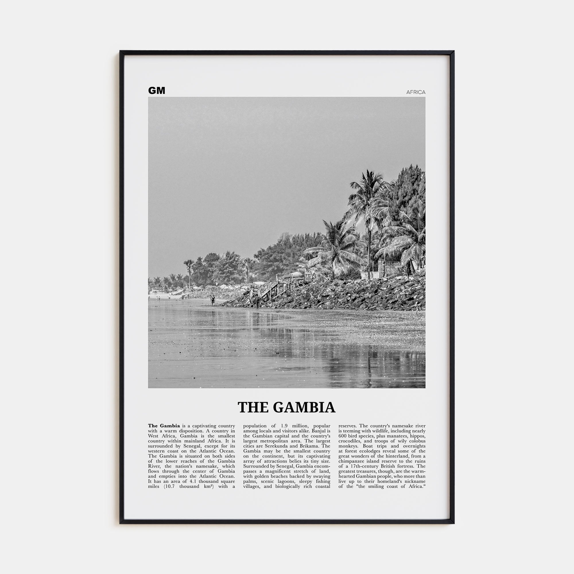 The Gambia Travel B&W Poster