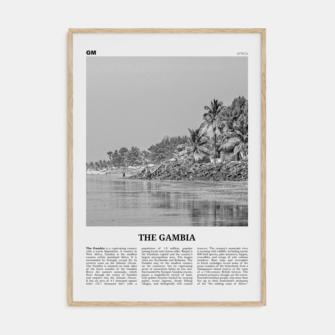 The Gambia Travel B&W Poster