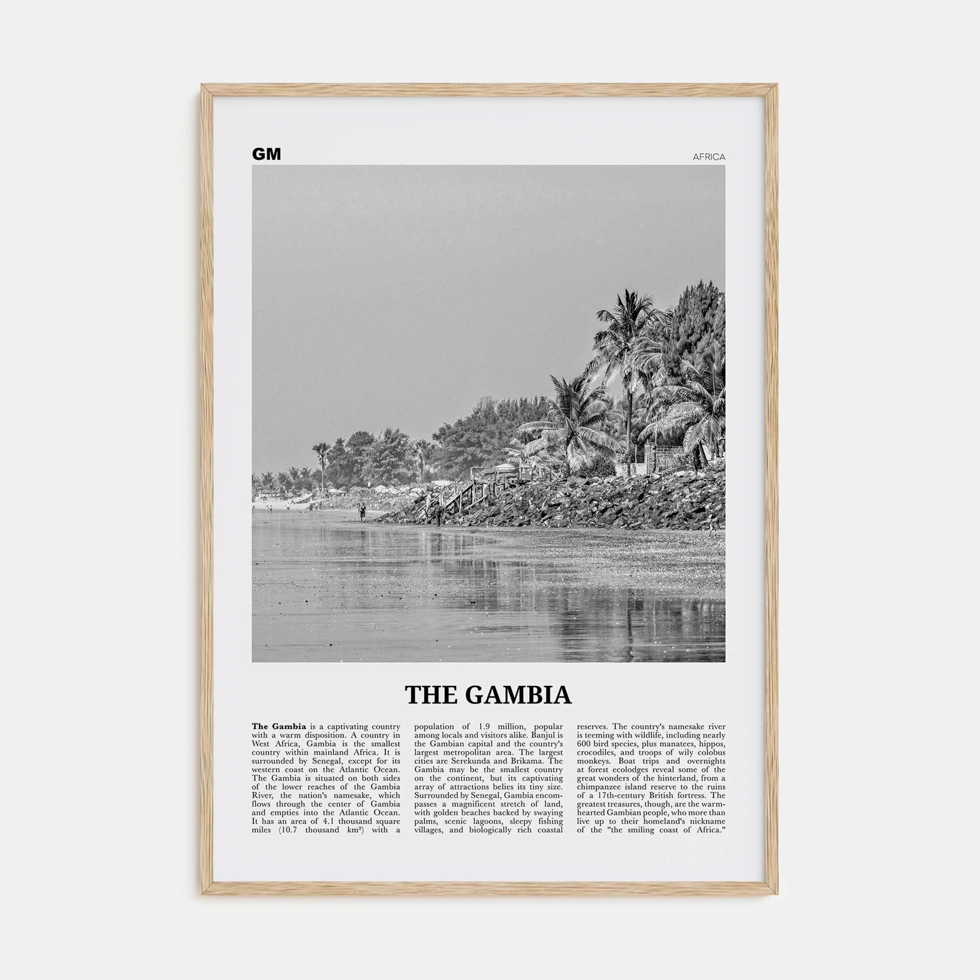 The Gambia Travel B&W Poster