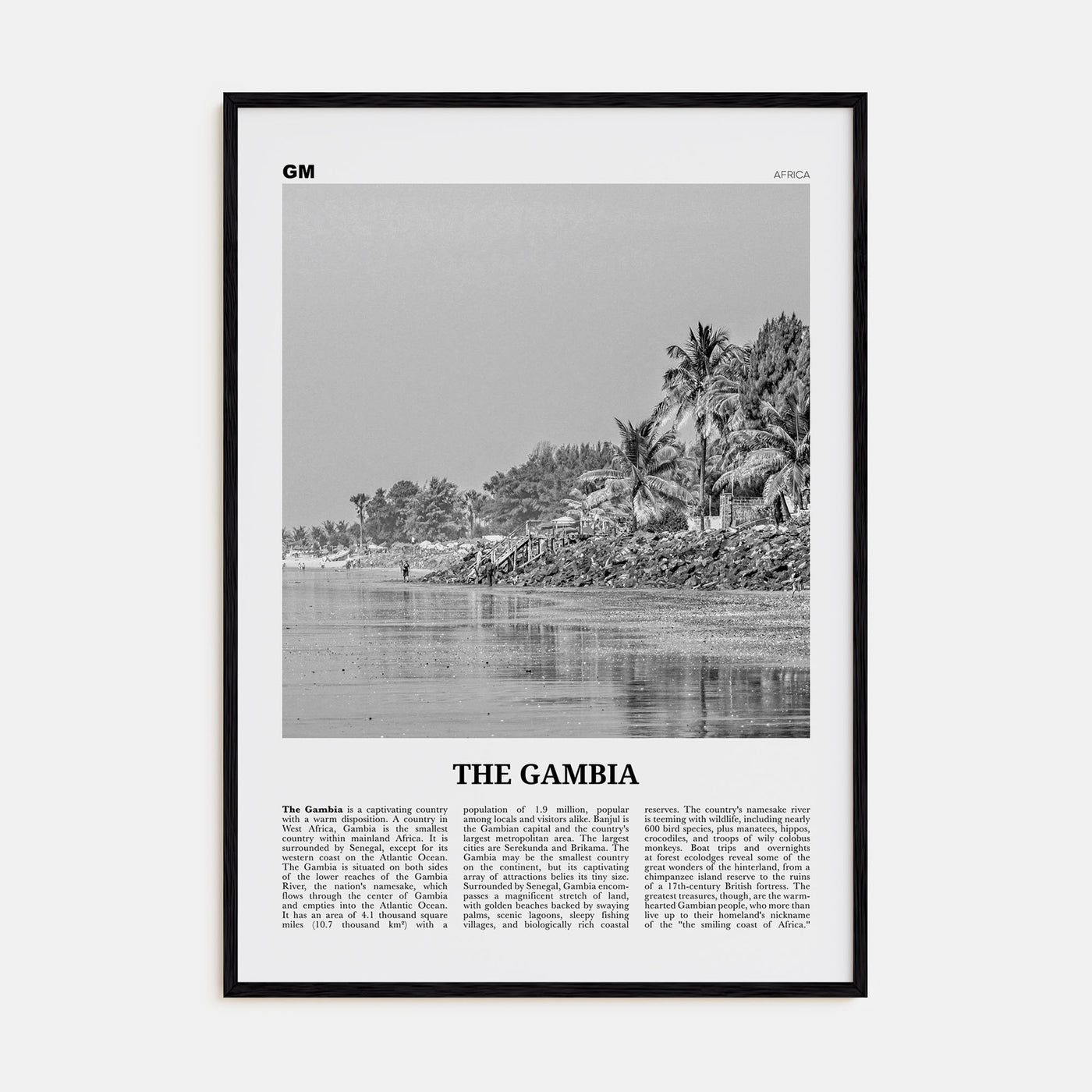 The Gambia Travel B&W Poster