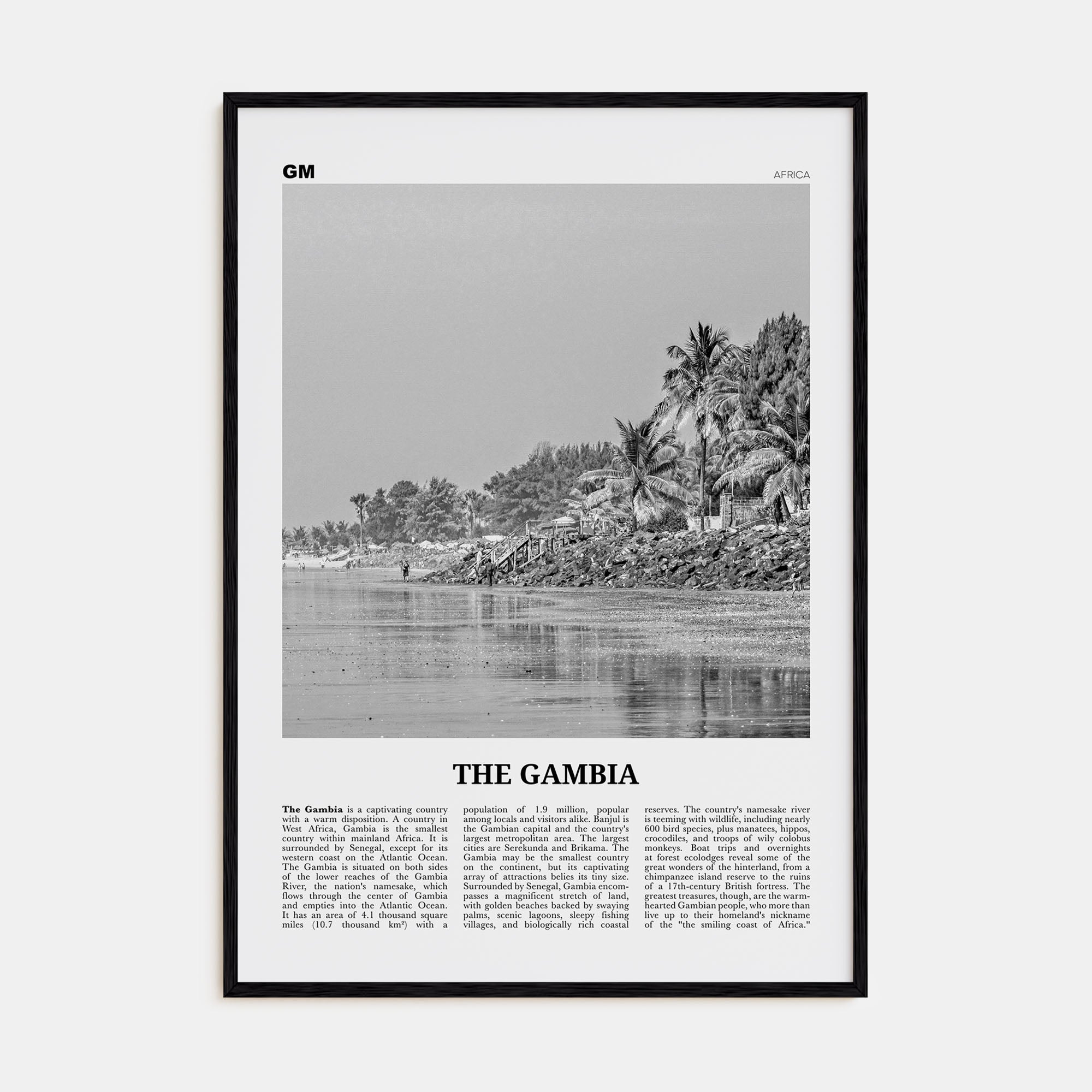The Gambia Travel B&W Poster