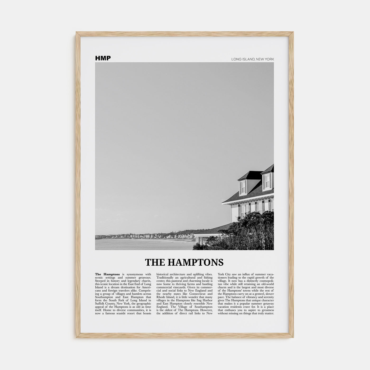 The Hamptons Travel B&W Poster