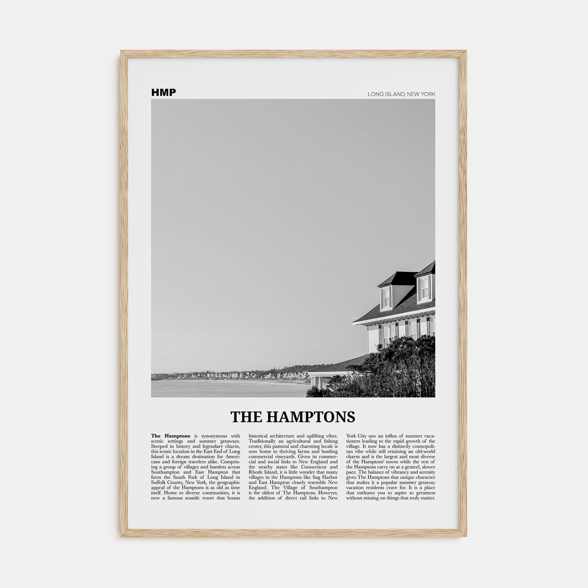 The Hamptons Travel B&W Poster