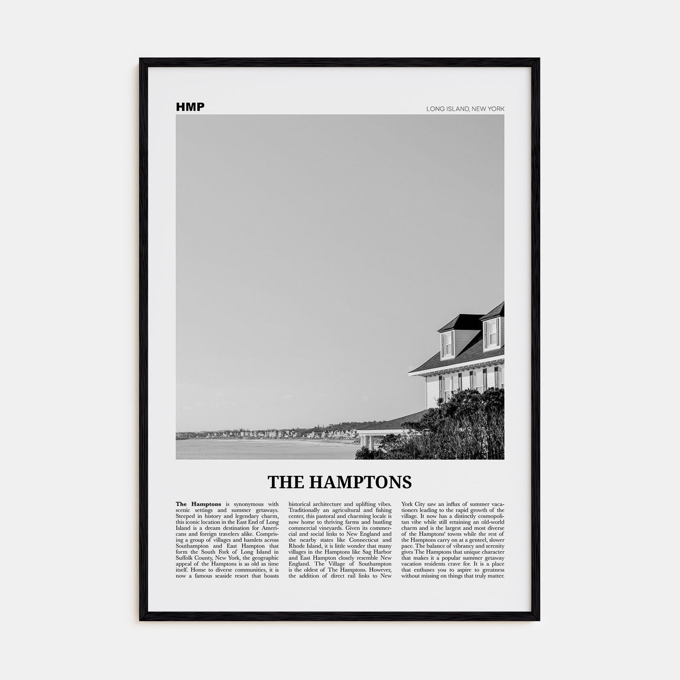 The Hamptons Travel B&W Poster