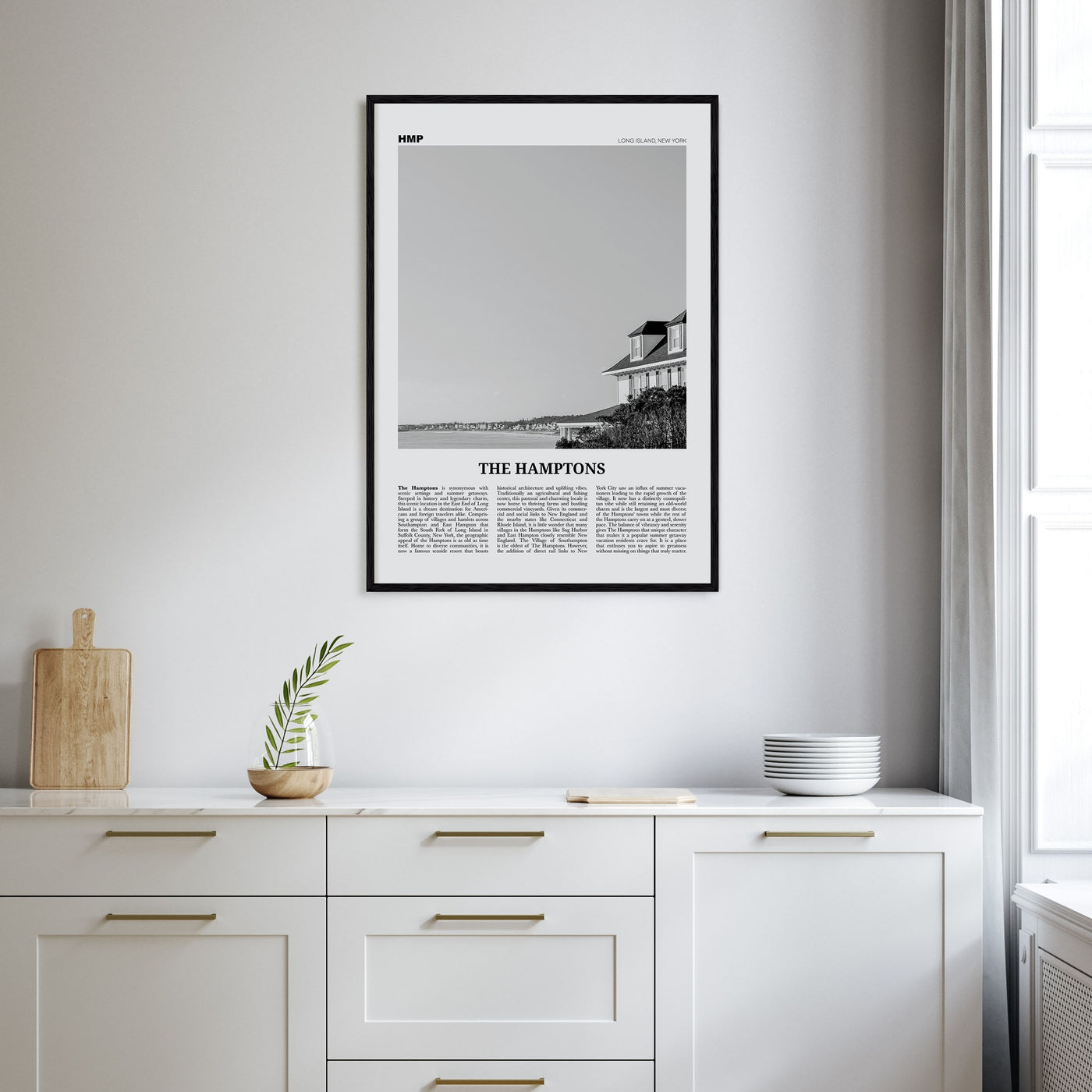 The Hamptons Travel B&W Poster