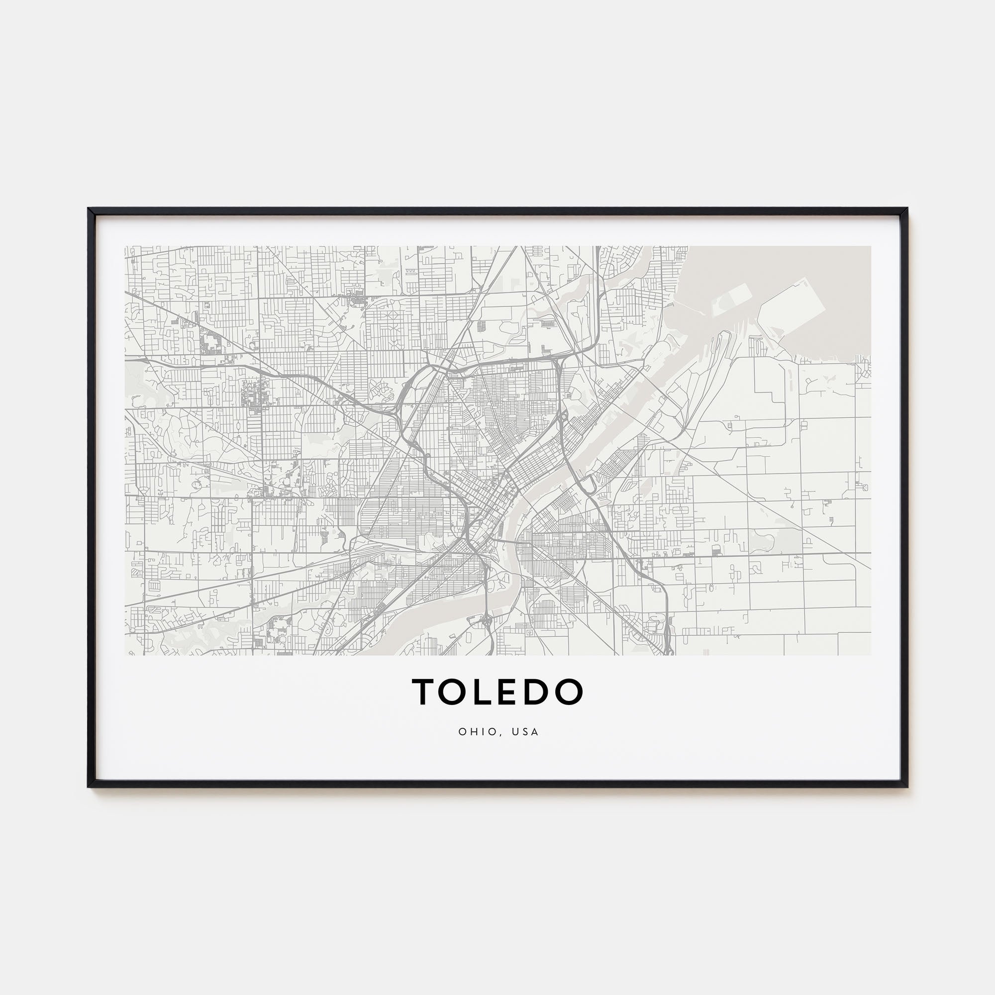 Toledo, Ohio Map Landscape Poster