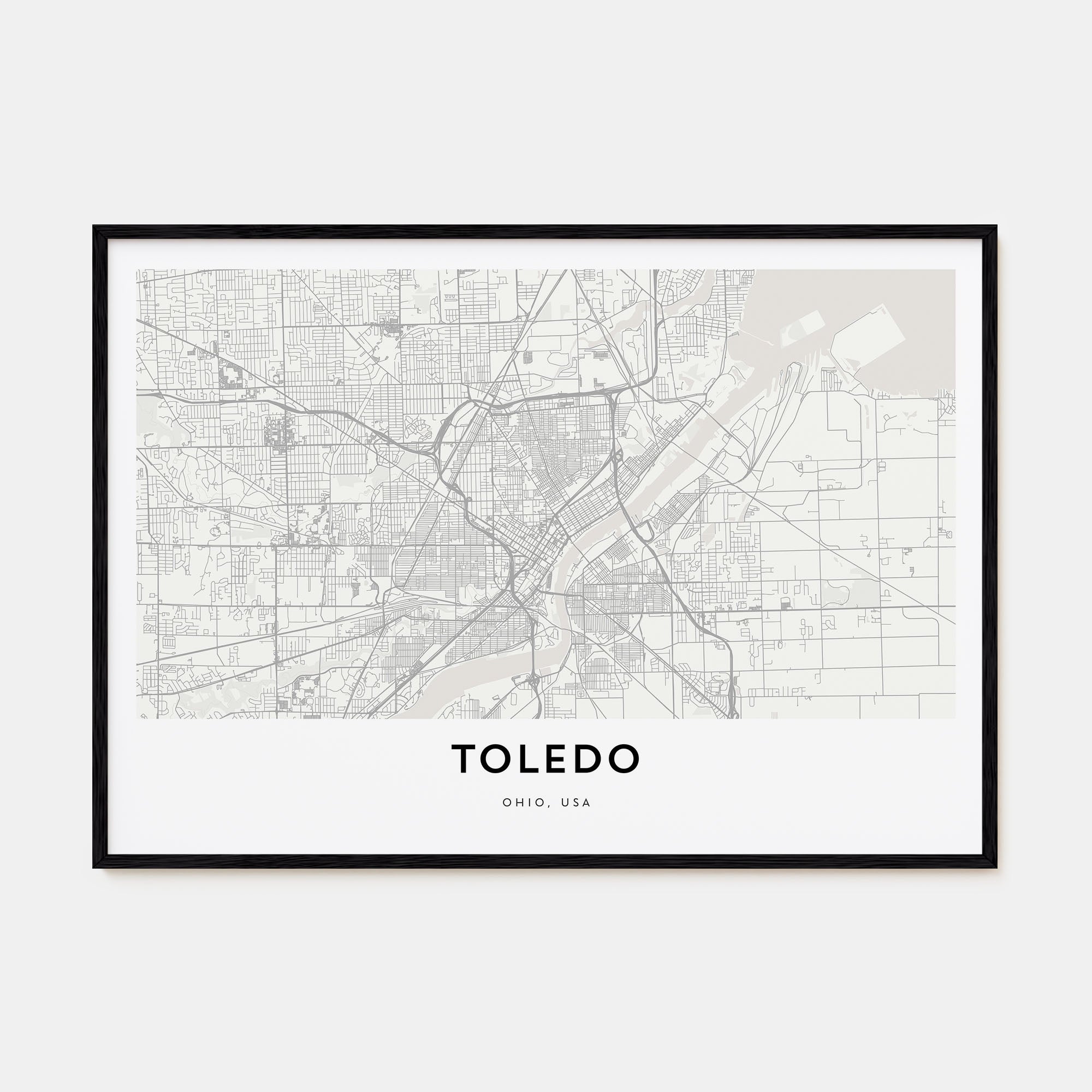 Toledo, Ohio Map Landscape Poster