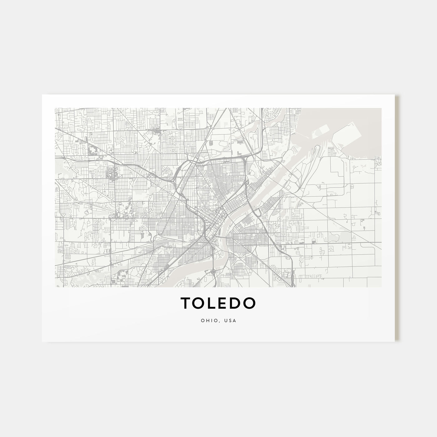 Toledo, Ohio Map Landscape Poster