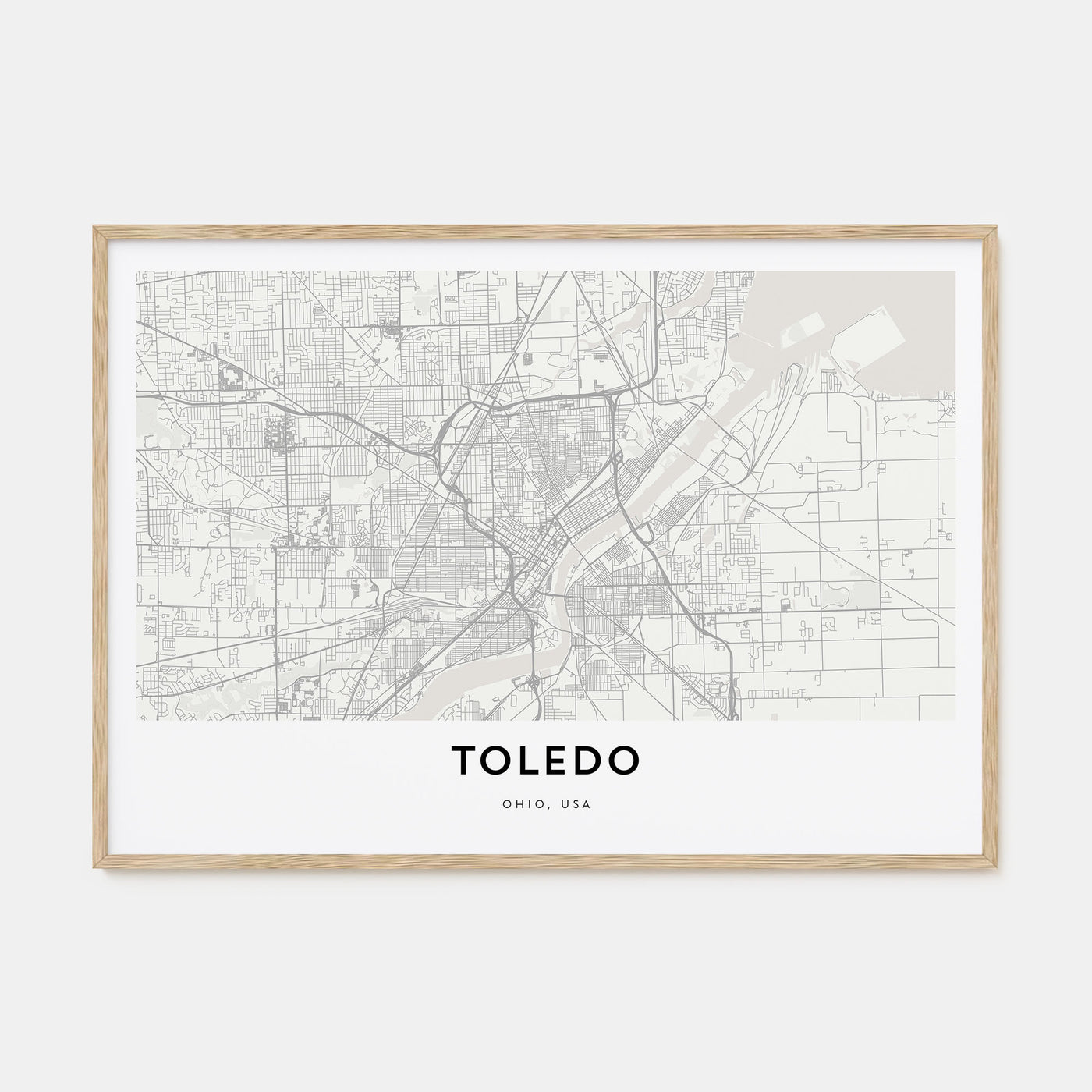 Toledo, Ohio Map Landscape Poster