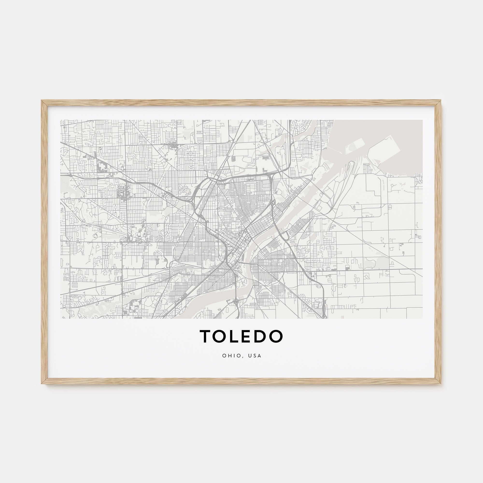 Toledo, Ohio Map Landscape Poster