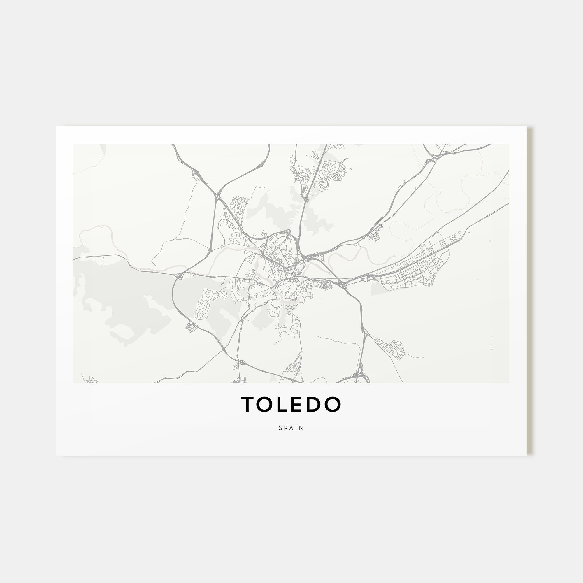 Toledo, Spain Map Landscape Poster