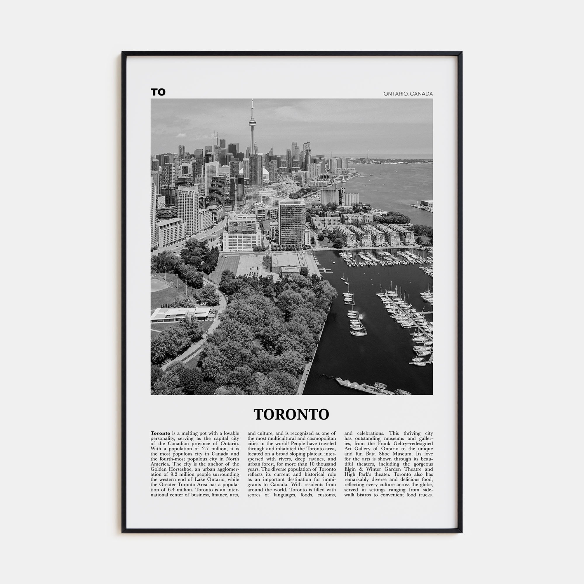 Toronto Travel B&W No 2 Poster