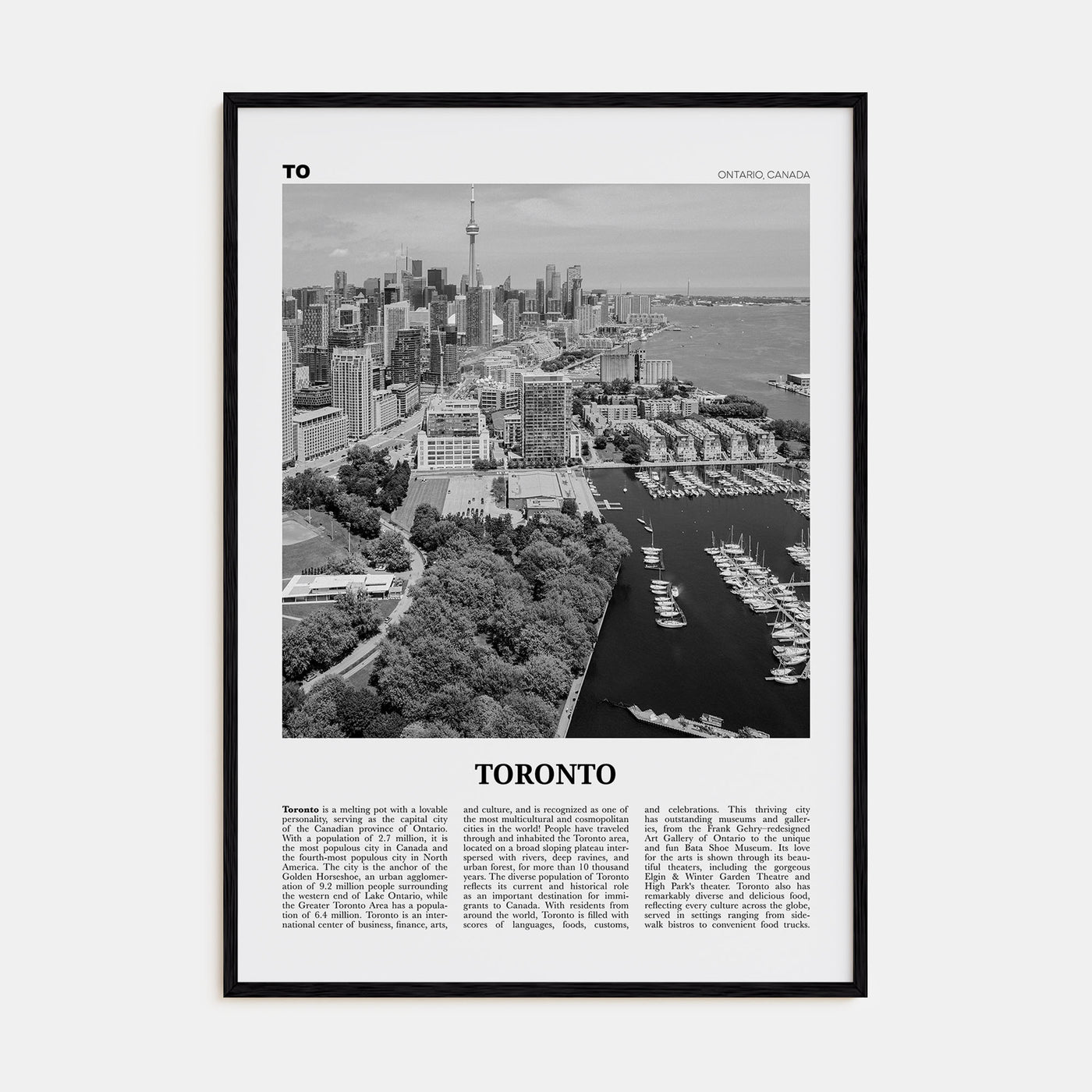 Toronto Travel B&W No 2 Poster