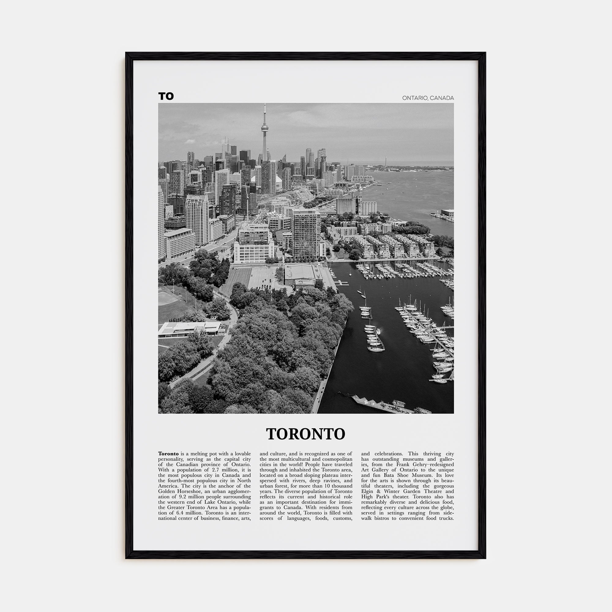 Toronto Travel B&W No 2 Poster