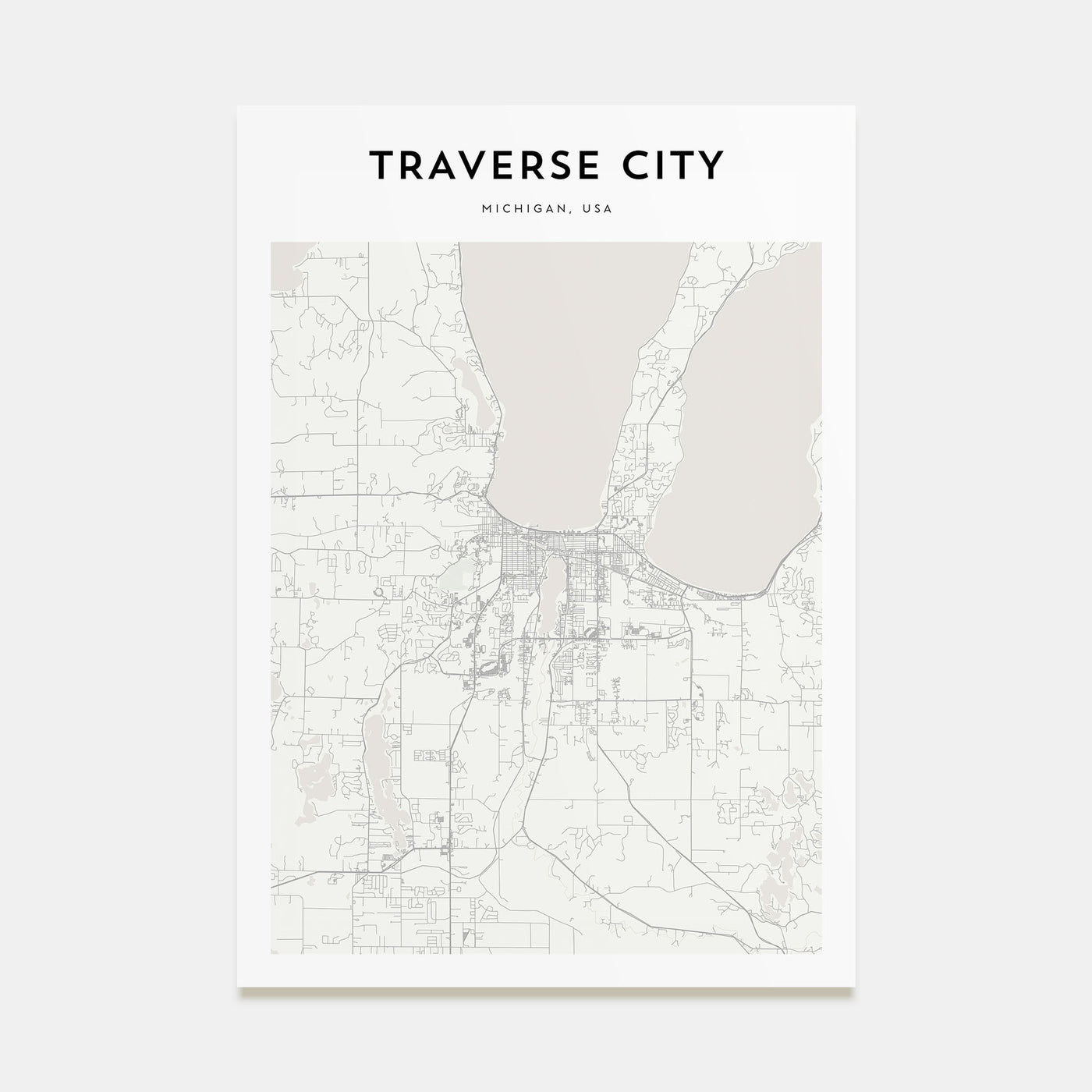 Traverse City Map Portrait Poster