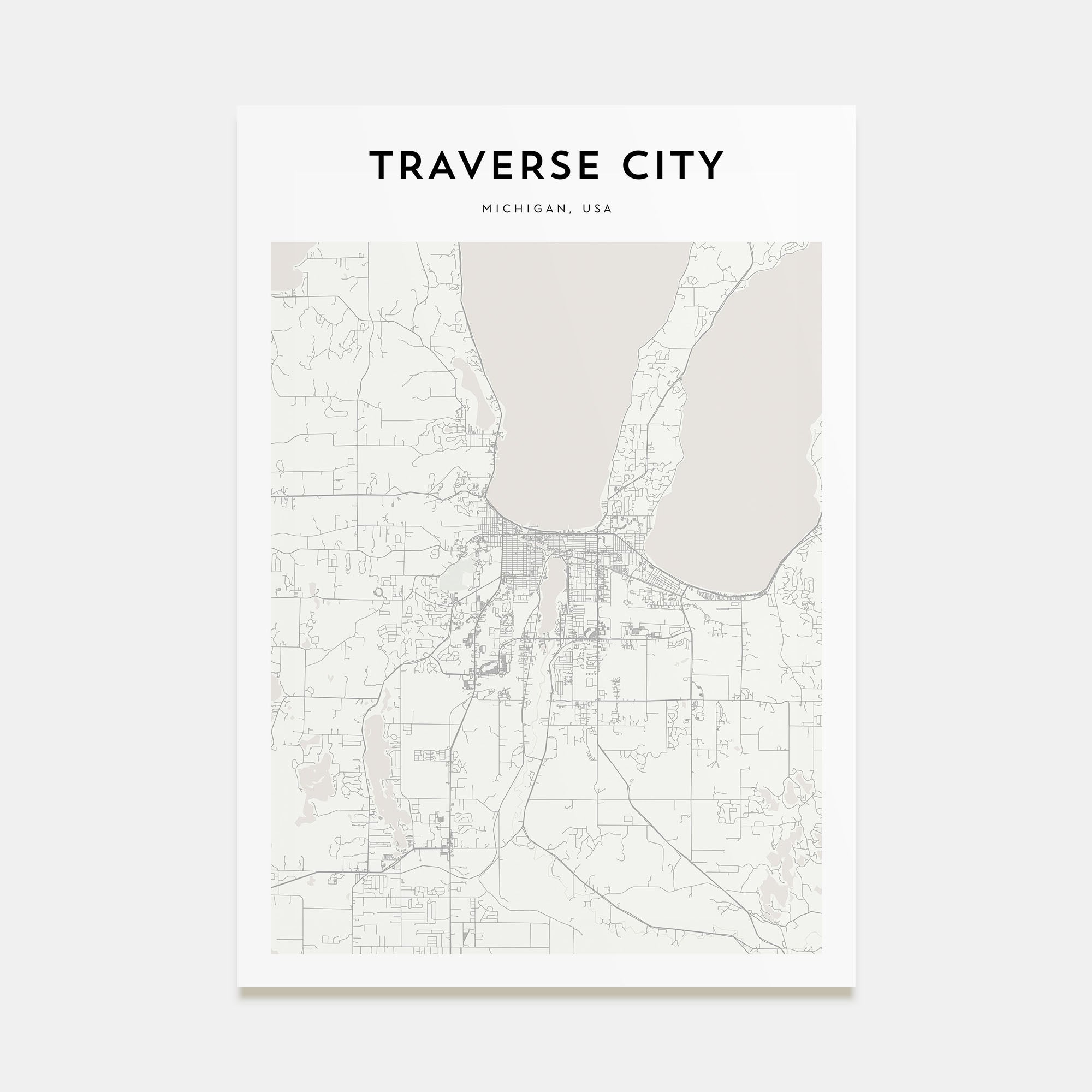 Traverse City Map Portrait Poster