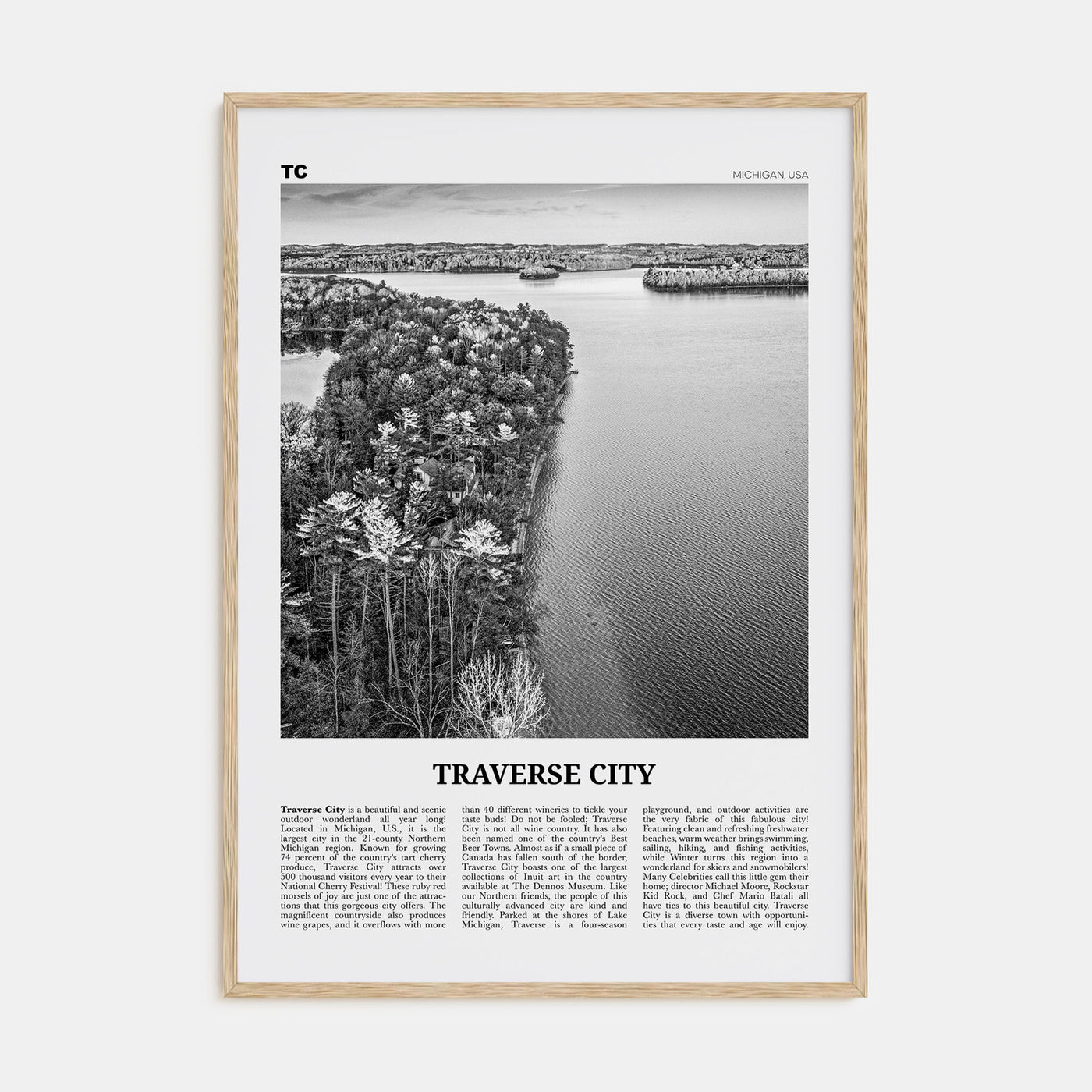 Traverse City Travel B&W Poster