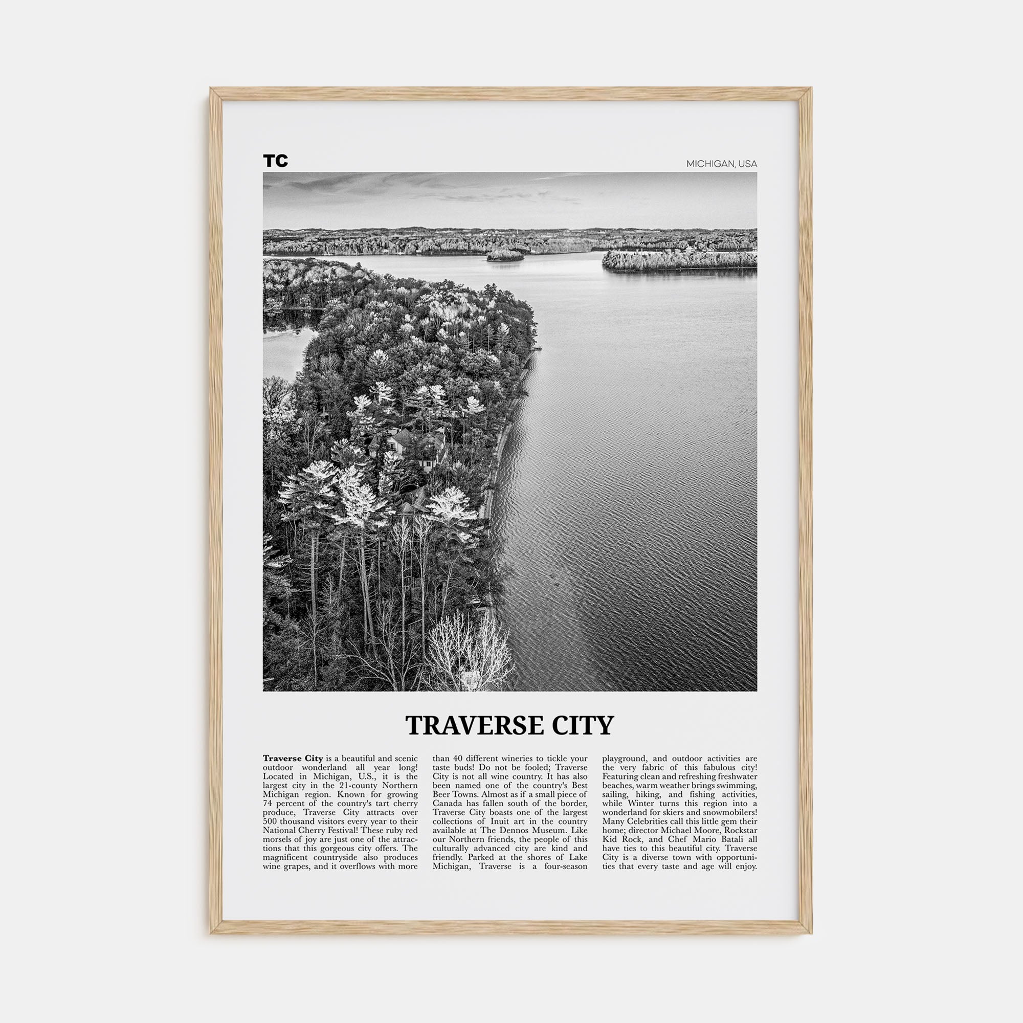 Traverse City Travel B&W Poster