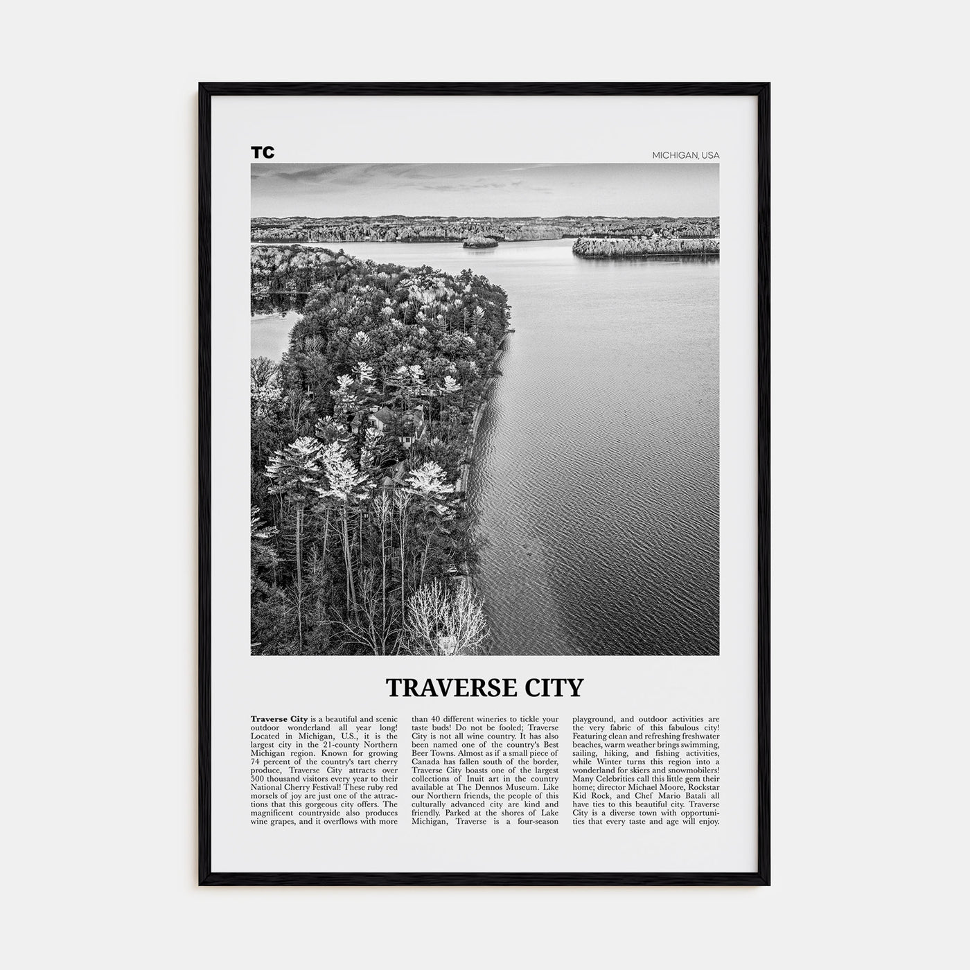 Traverse City Travel B&W Poster