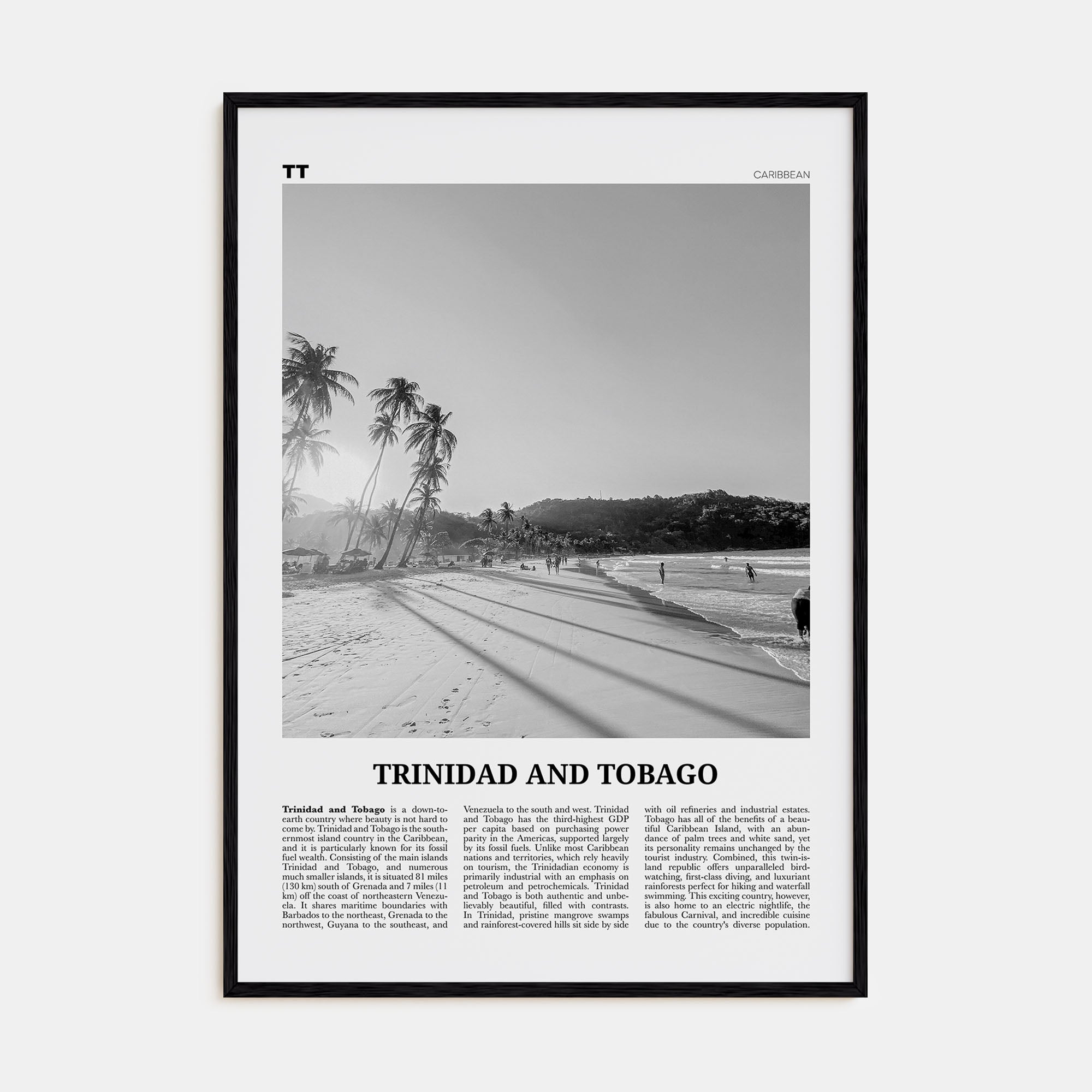 Trinidad and Tobago Travel B&W No 1 Poster