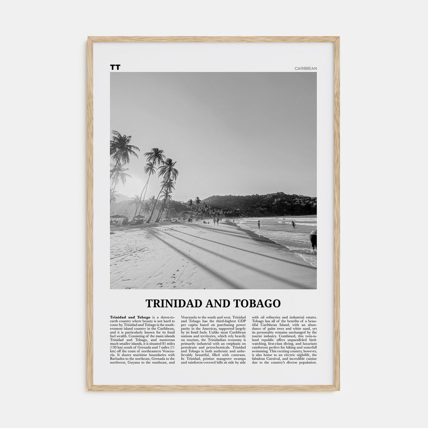 Trinidad and Tobago Travel B&W No 1 Poster