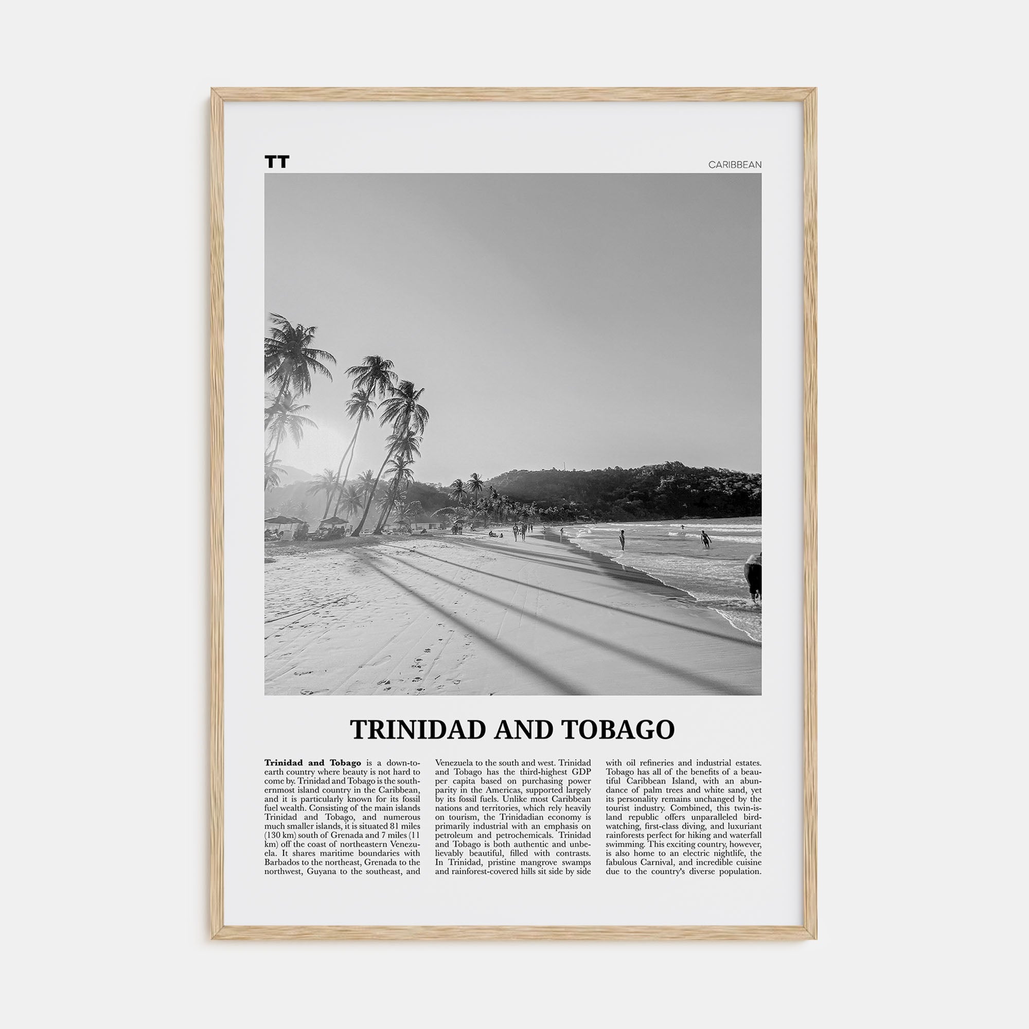 Trinidad and Tobago Travel B&W No 1 Poster