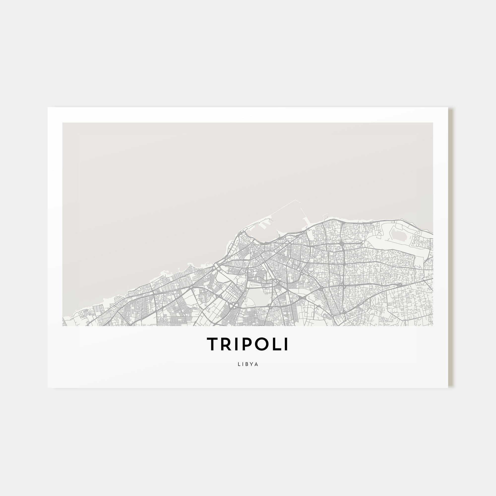 Tripoli, Libya Map Landscape Poster