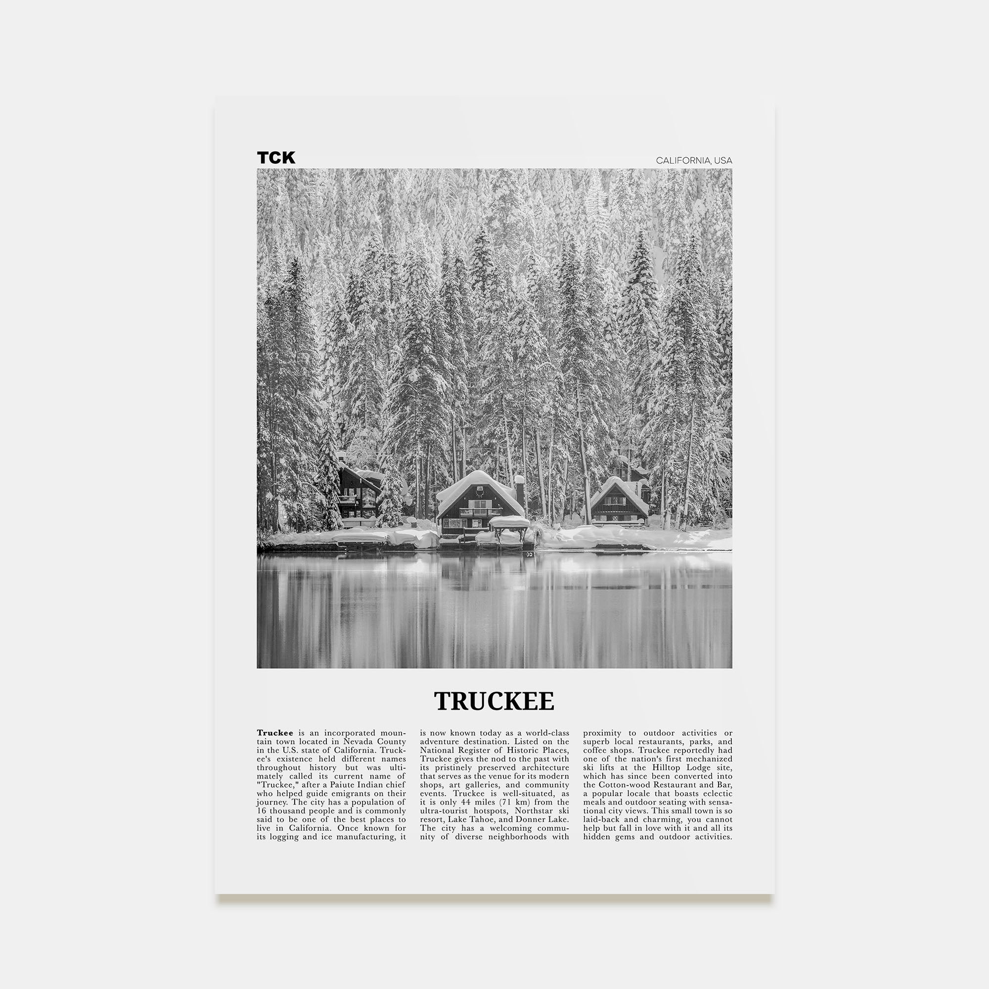 Truckee Travel B&W Poster