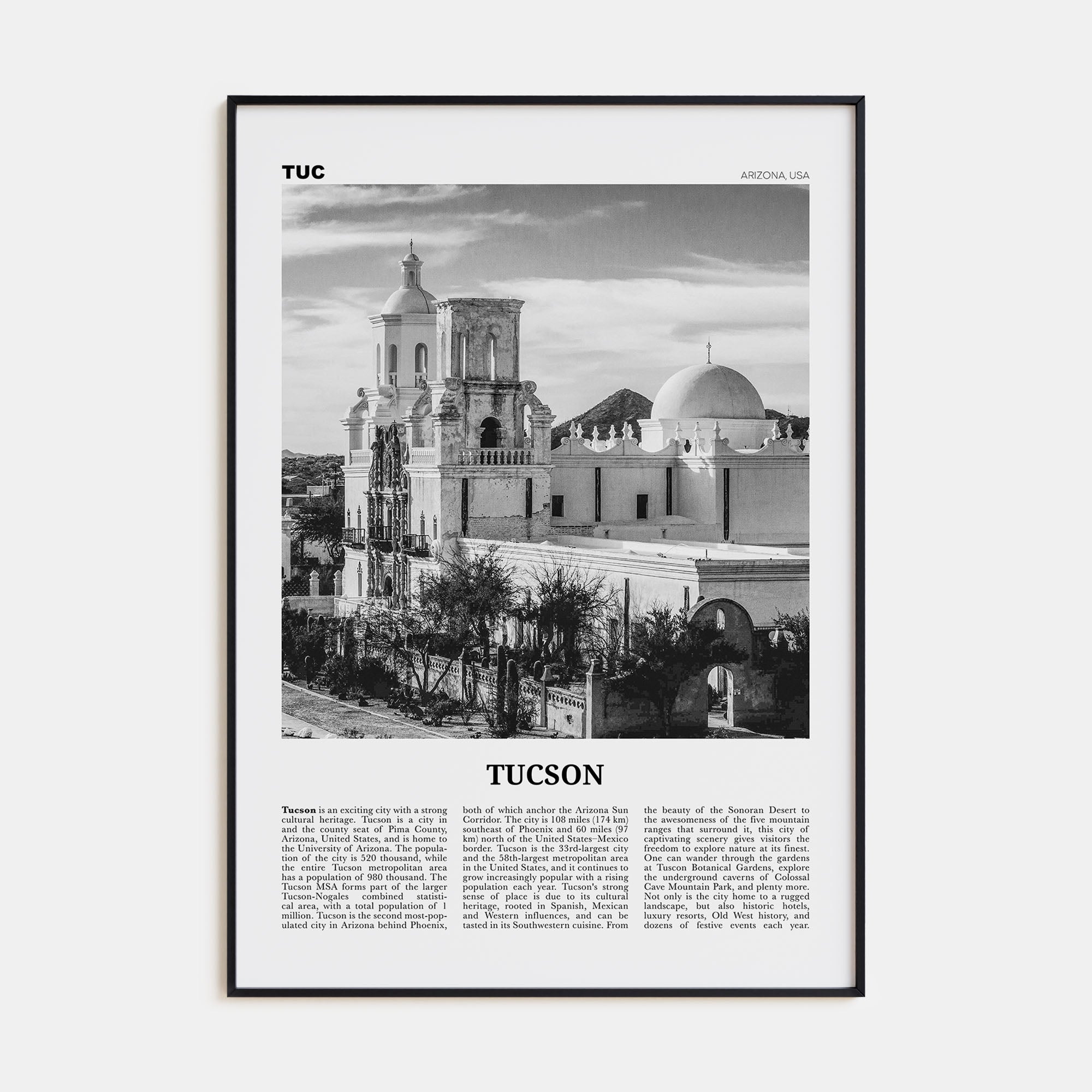 Tucson Travel B&W No 2 Poster