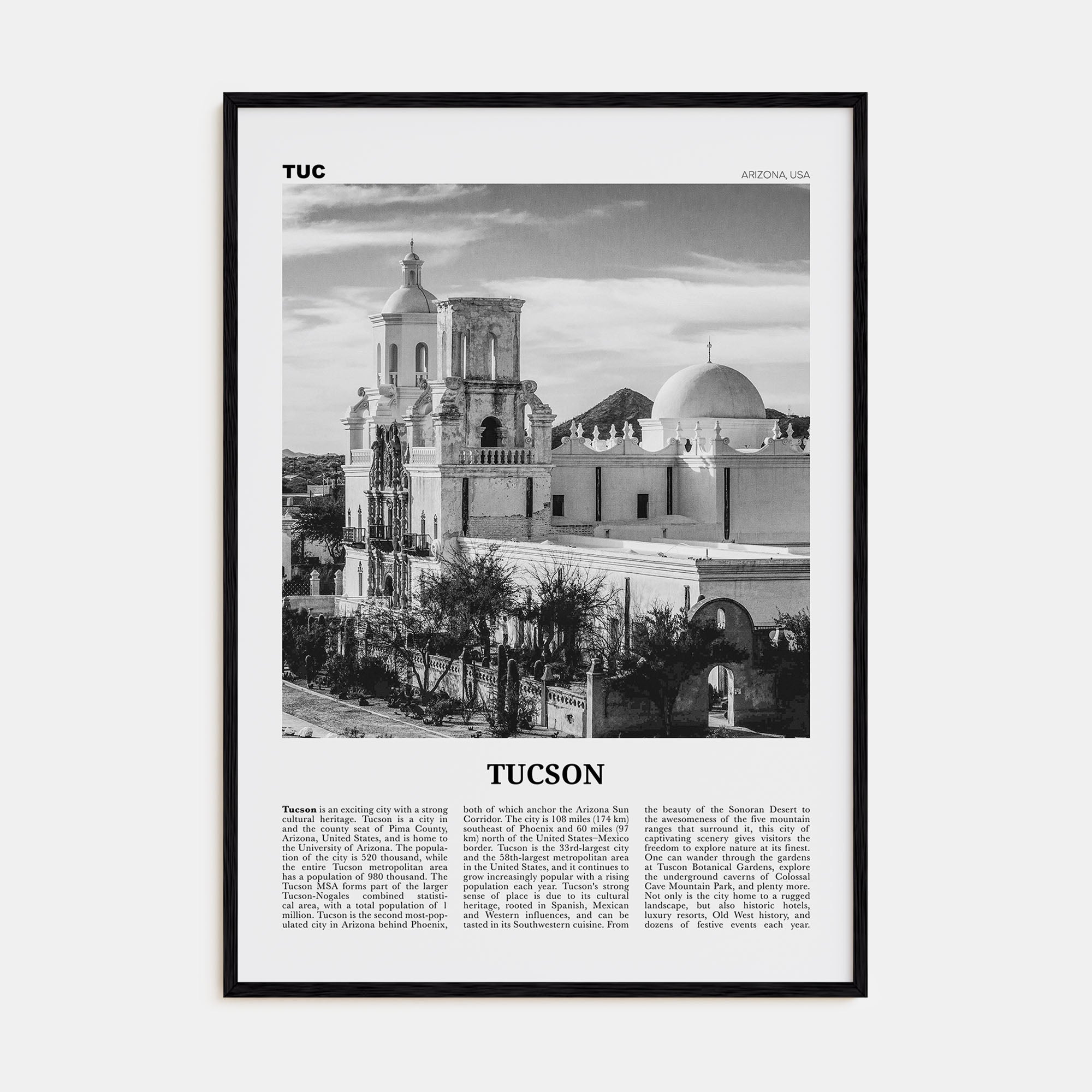 Tucson Travel B&W No 2 Poster